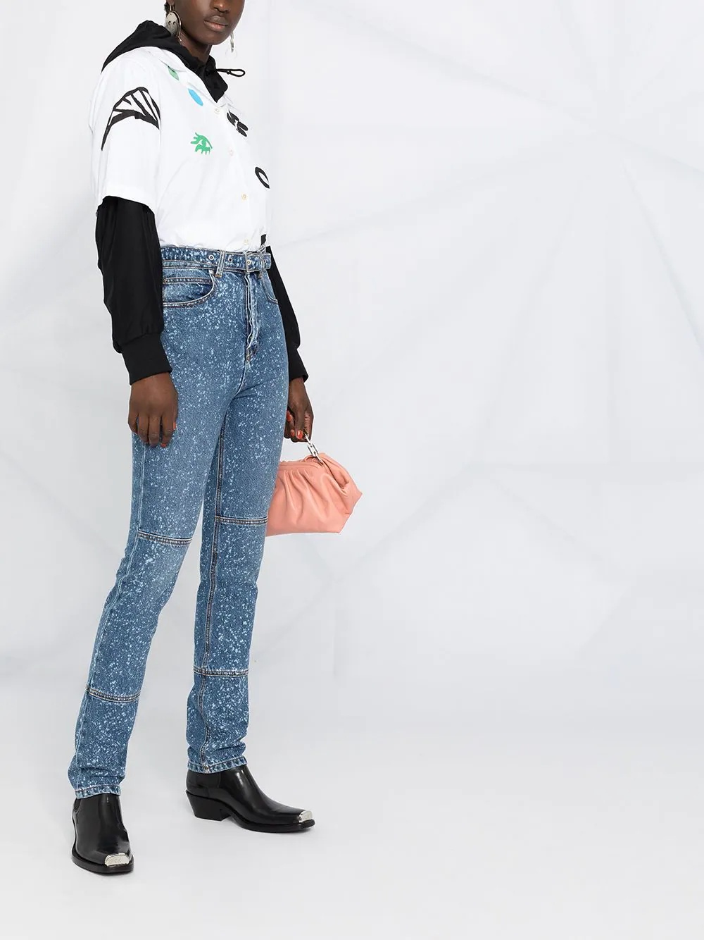paint-splattered slim-fit jeans - 4