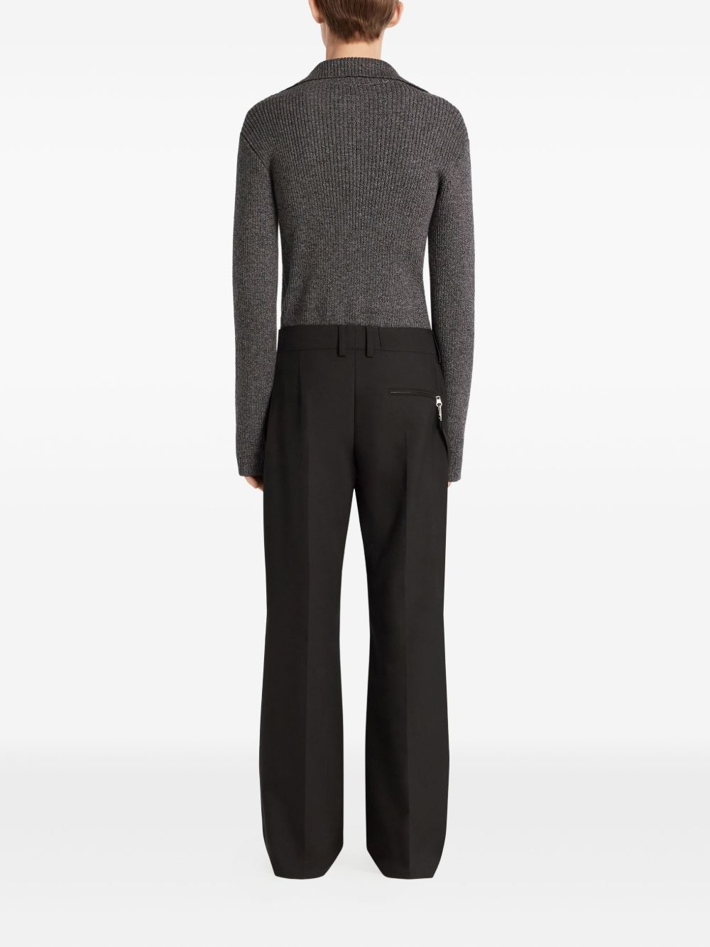 ribbed-knit polo top - 4