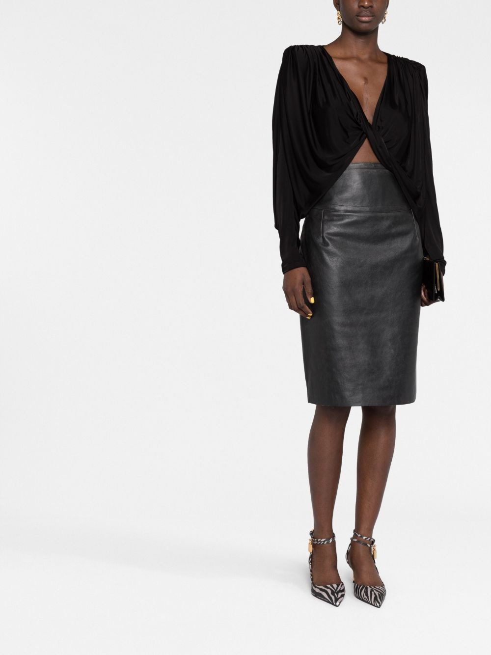 buckle-detail leather pencil skirt - 2