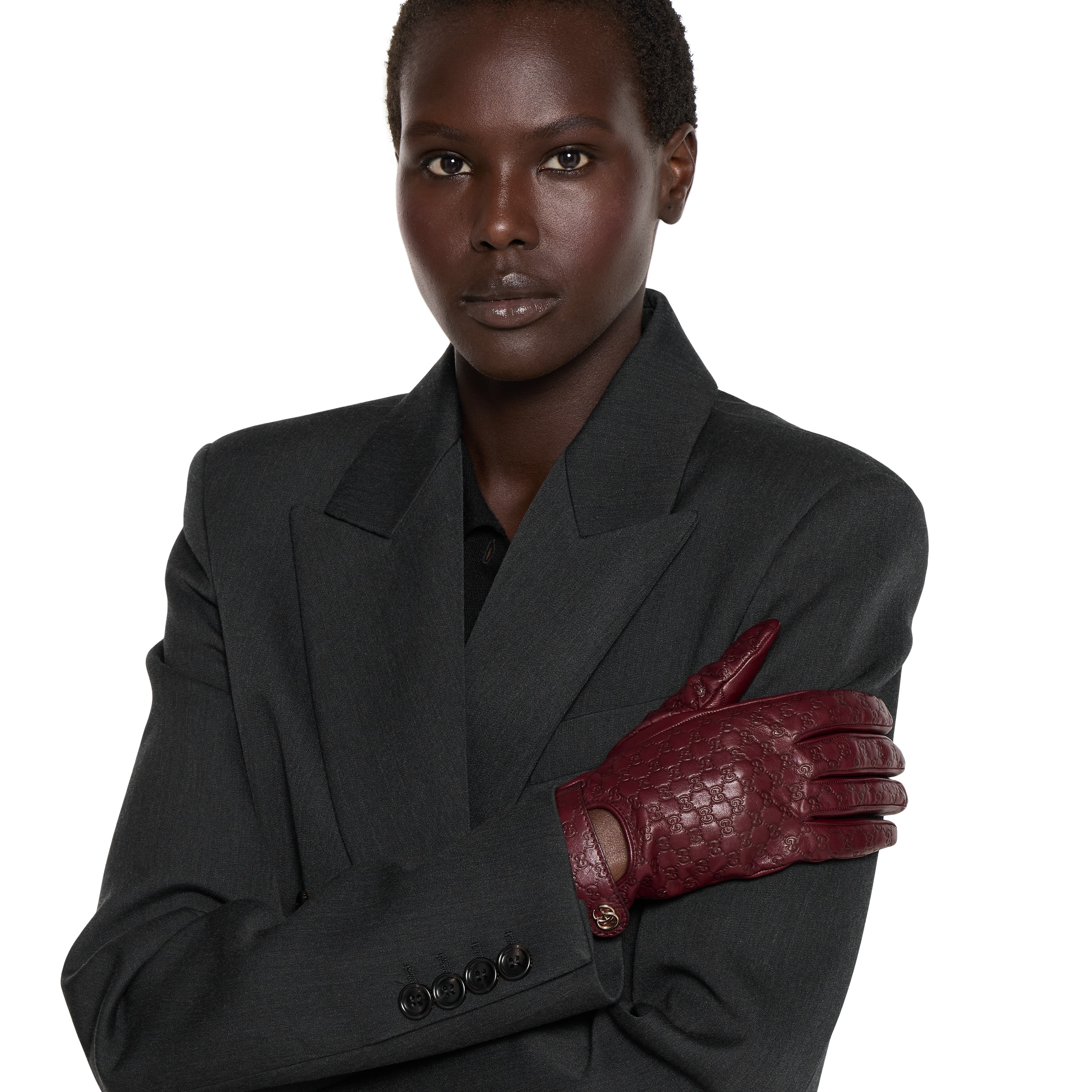 GG leather gloves with Double G - 3