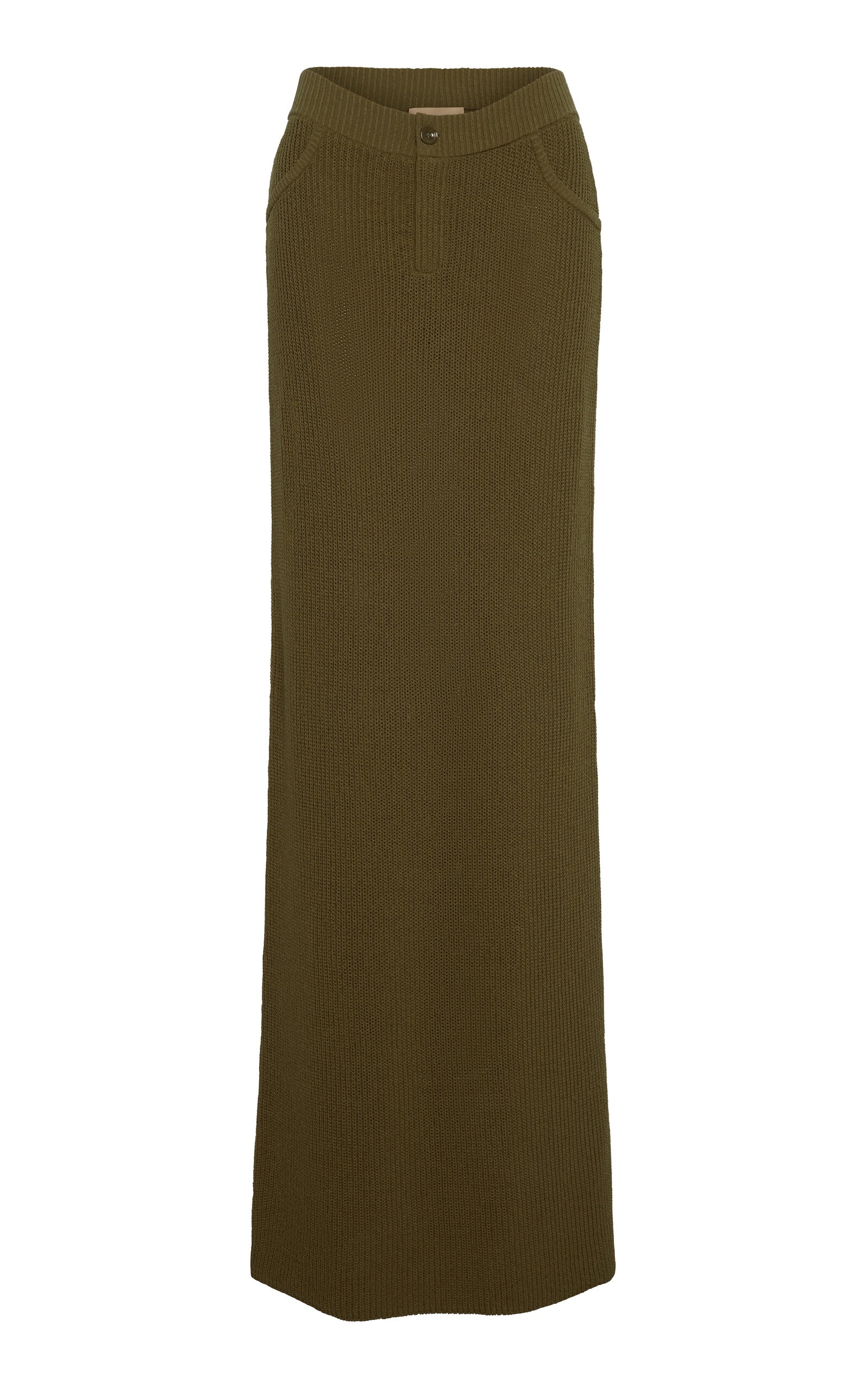 Catsu Ribbed Cotton-Blend Midi Skirt olive - 1