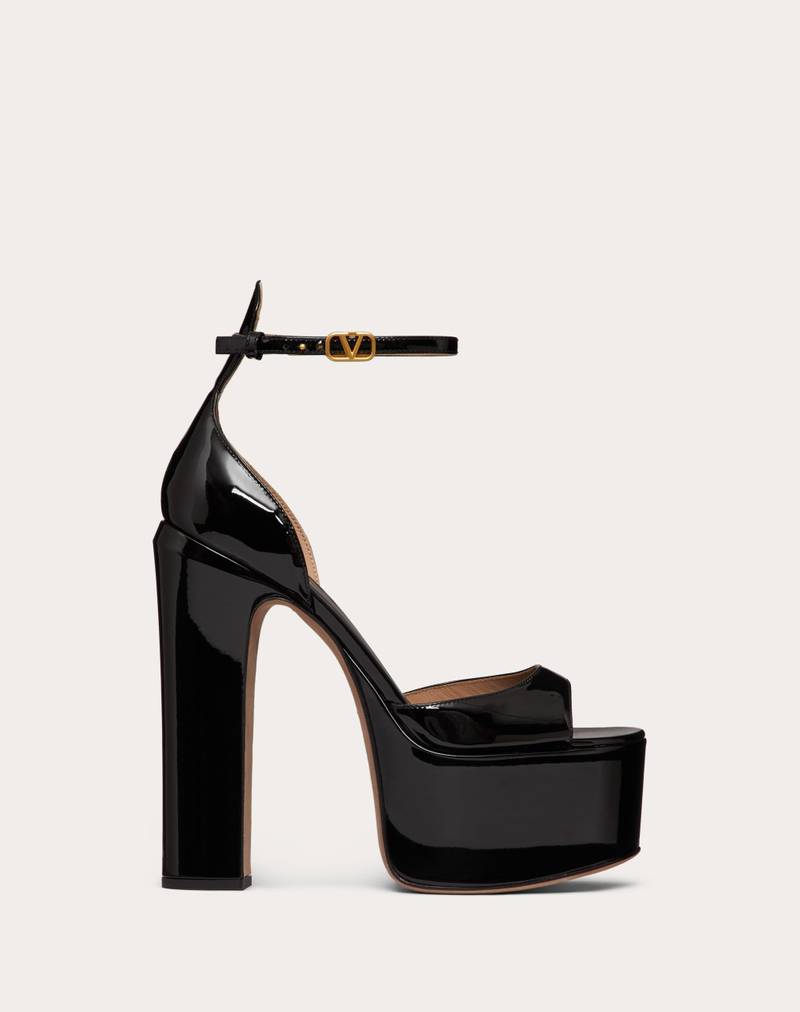 VALENTINO GARAVANI TAN-GO PLATFORM PATENT LEATHER SANDAL 155MM 1