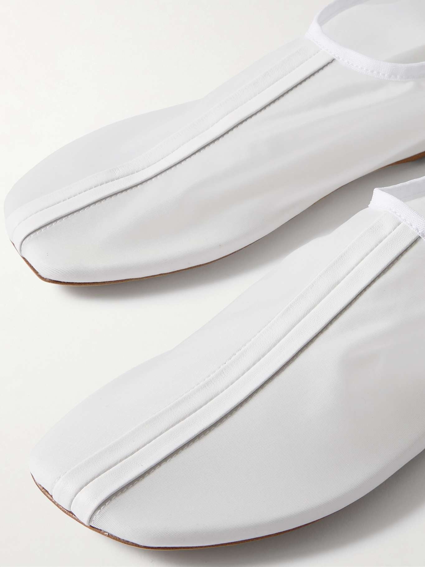 Leather-trimmed mesh ballet flats - 5