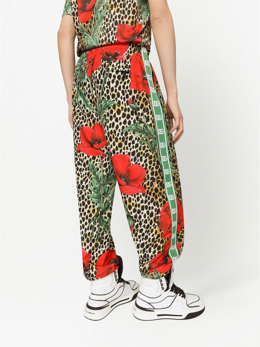 floral leopard-print track trousers - 5