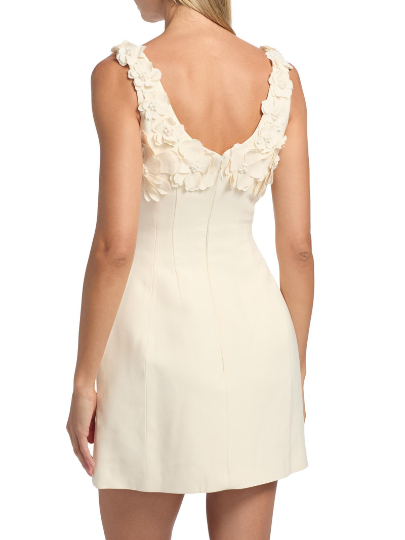 Women's Floral Appliqué Scoopneck Cocktail Dress - Ivory 5