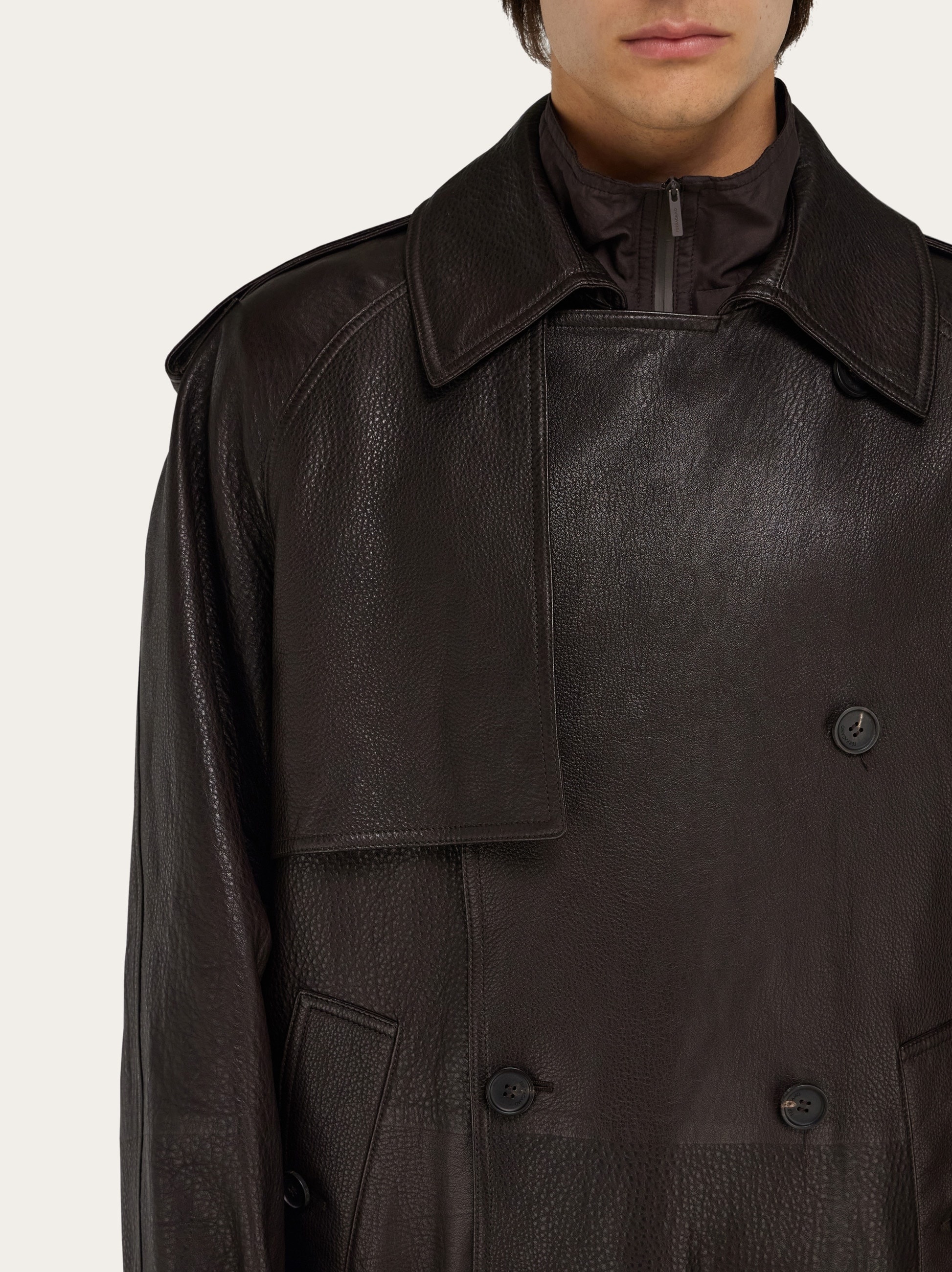 Textured leather jacket - 4