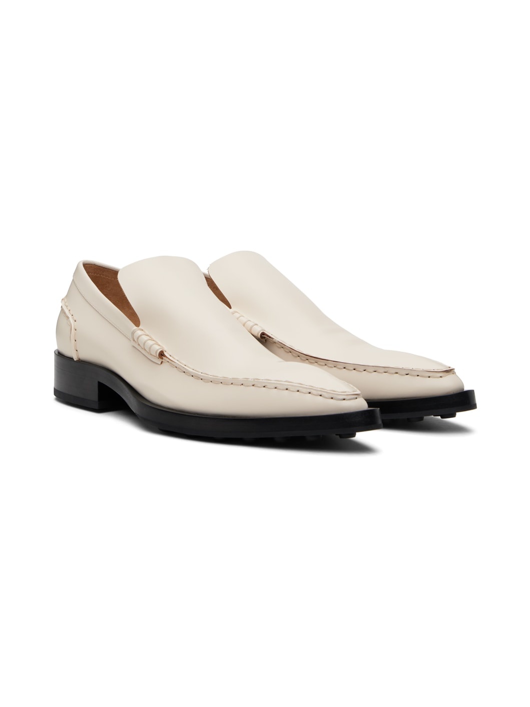 White Pointed Toe Loafers - 4