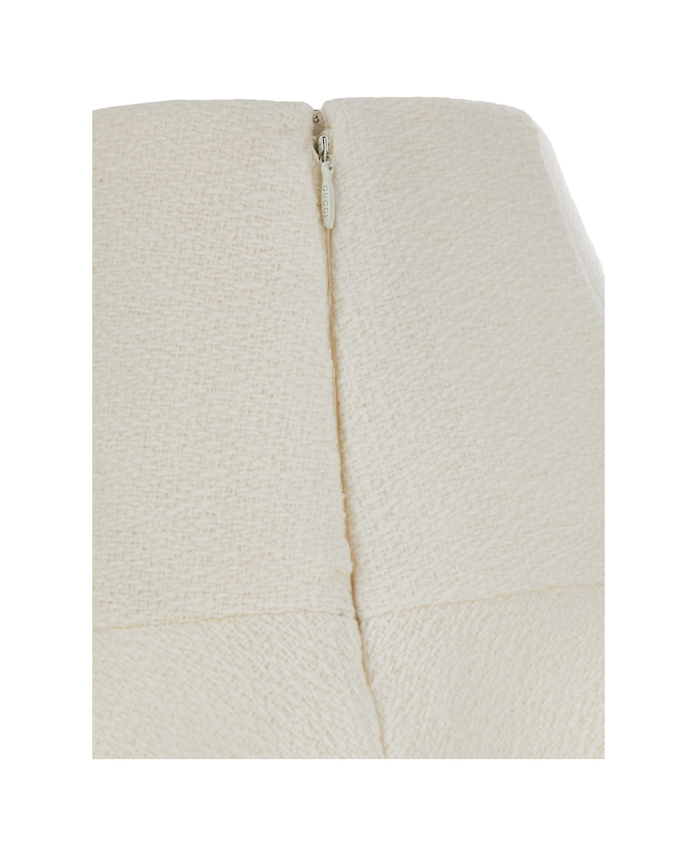 White Skirt With Hidden Side Closure In Wool Boucle Woman - 3
