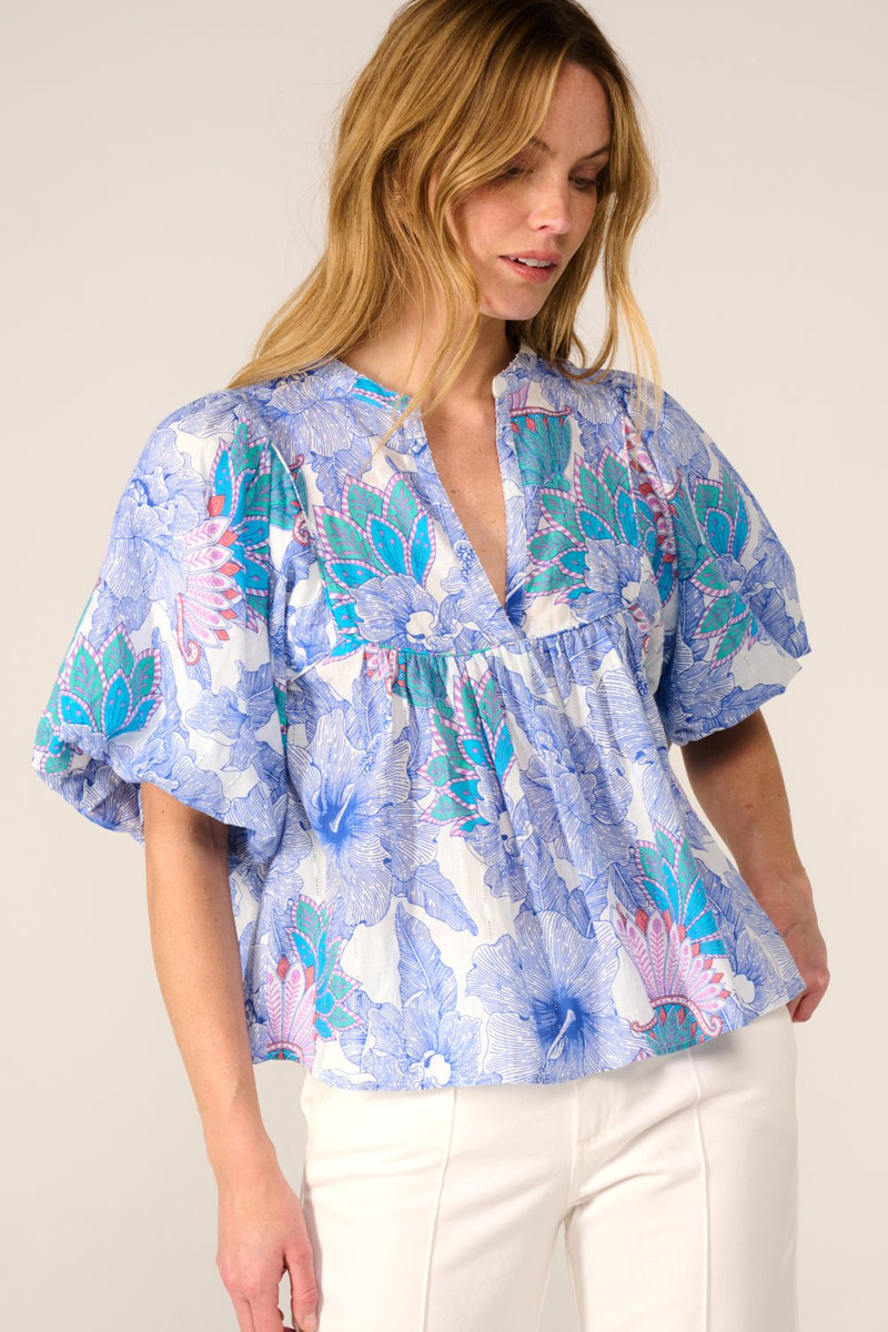 Poupette St Barth Blouse Flores - Blue Padang outlook