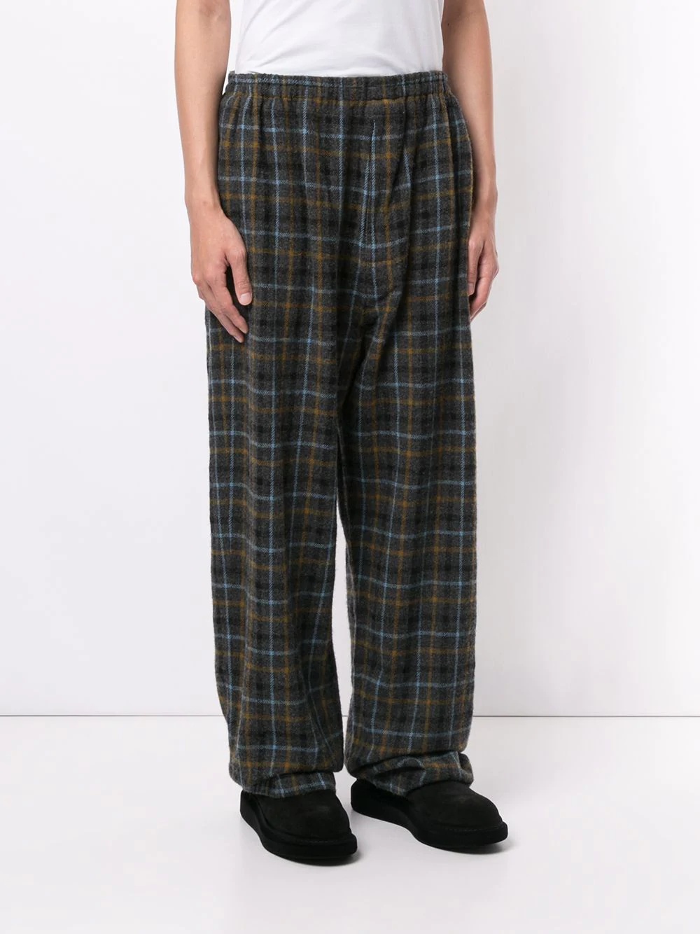 elasticated-waist plaid trousers - 3