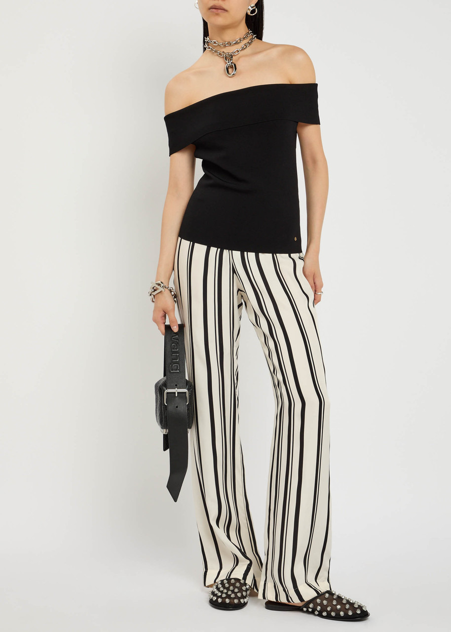 Anine Bing Elain Striped Satin Trousers - 4