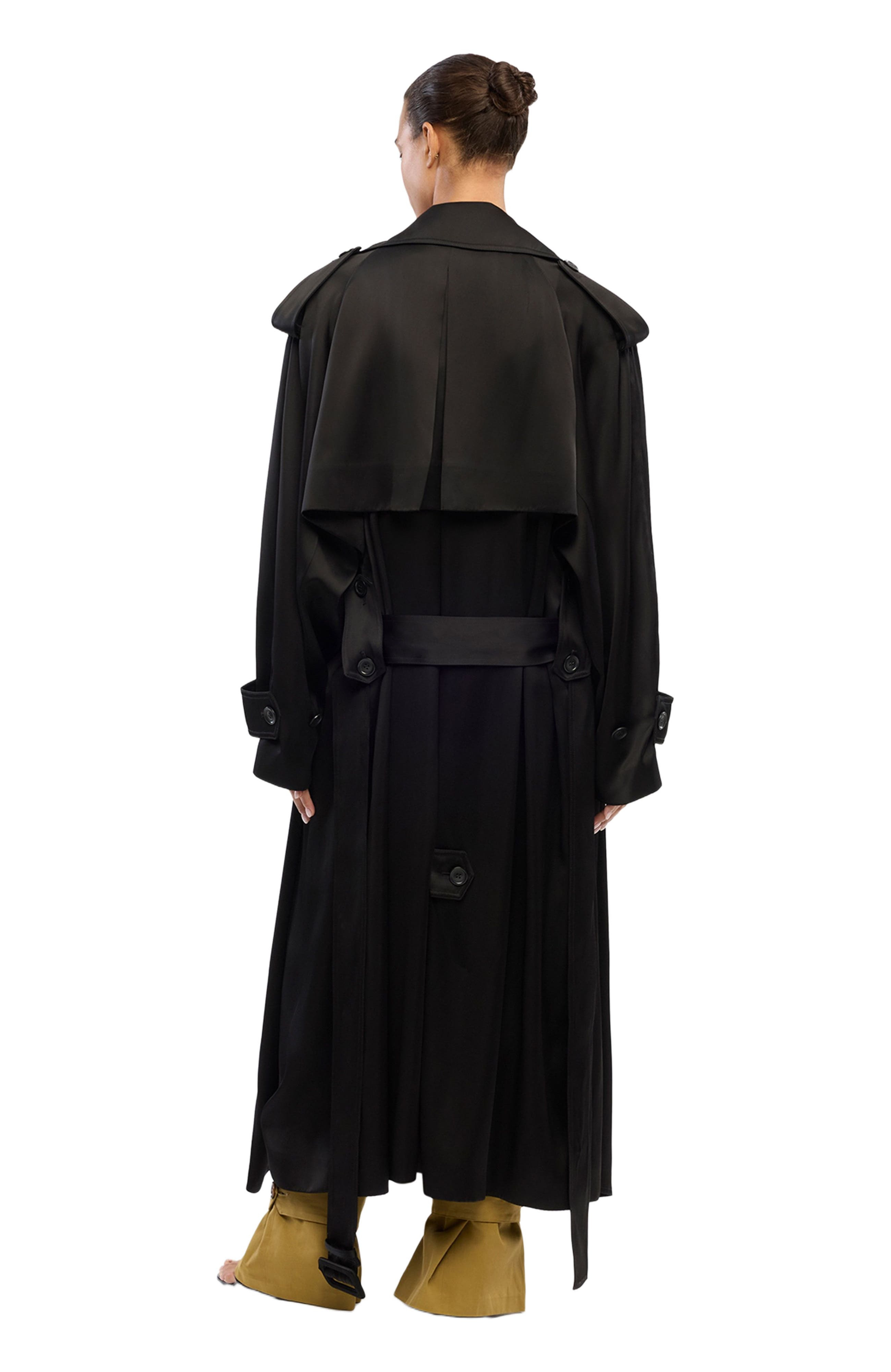 Another Tomorrow Satin Soft Trench in Black at Nordstrom - 3