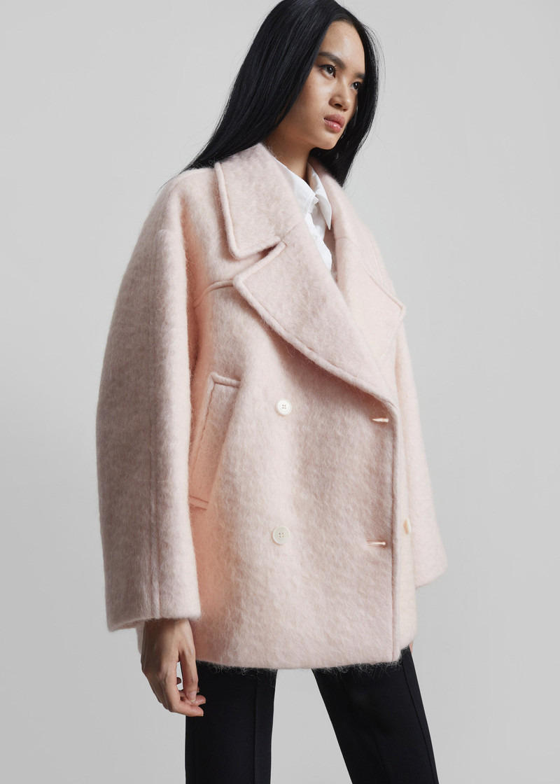 Odeone Brushed Wool Peacoat - Faded Pink 6