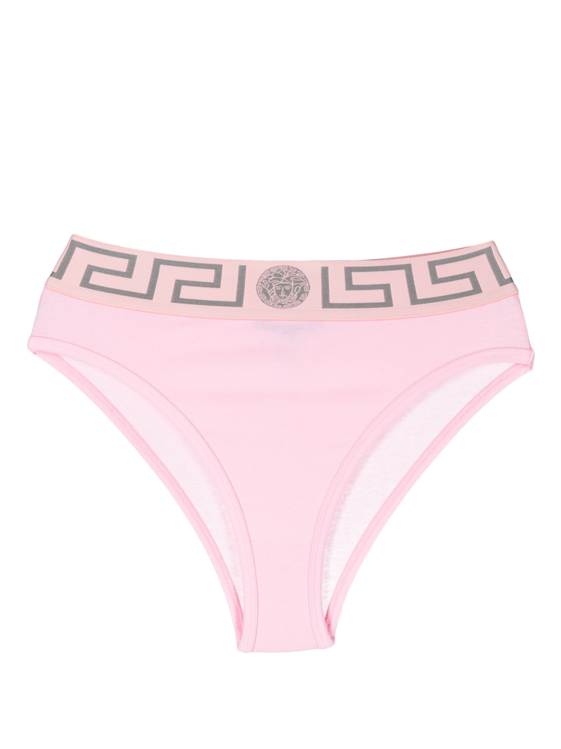 Pink Greca-Print Briefs - 1