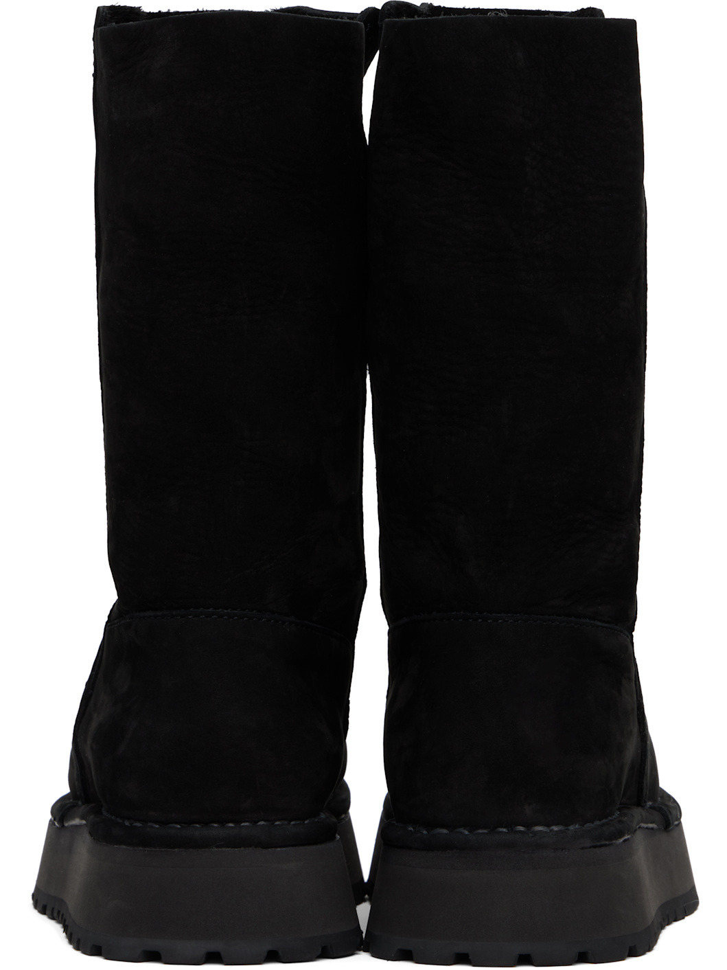 Black Nubuck Leather Slip-On Boots - 2