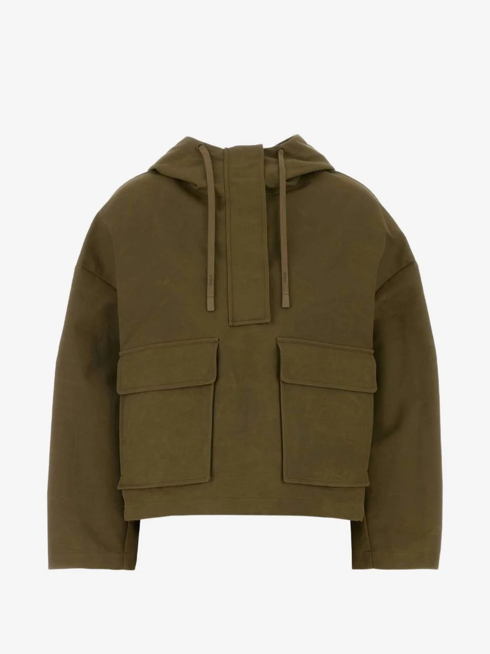 hooded flap-pocket oversized jacket - 1