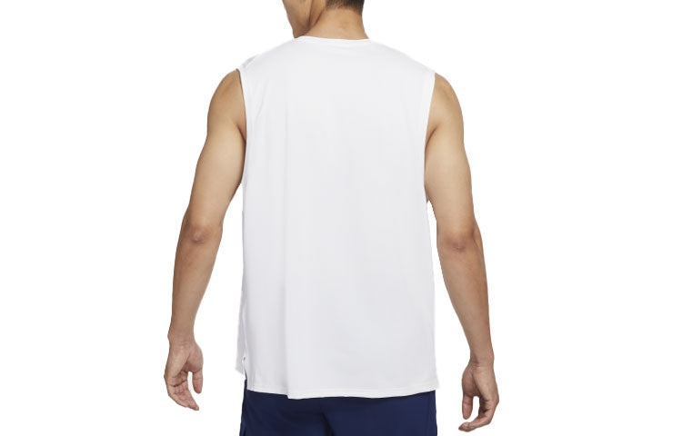 Men's Nike Solid Color Logo Quick Dry Breathable Sports Training Vest White CZ1185-100 - 2