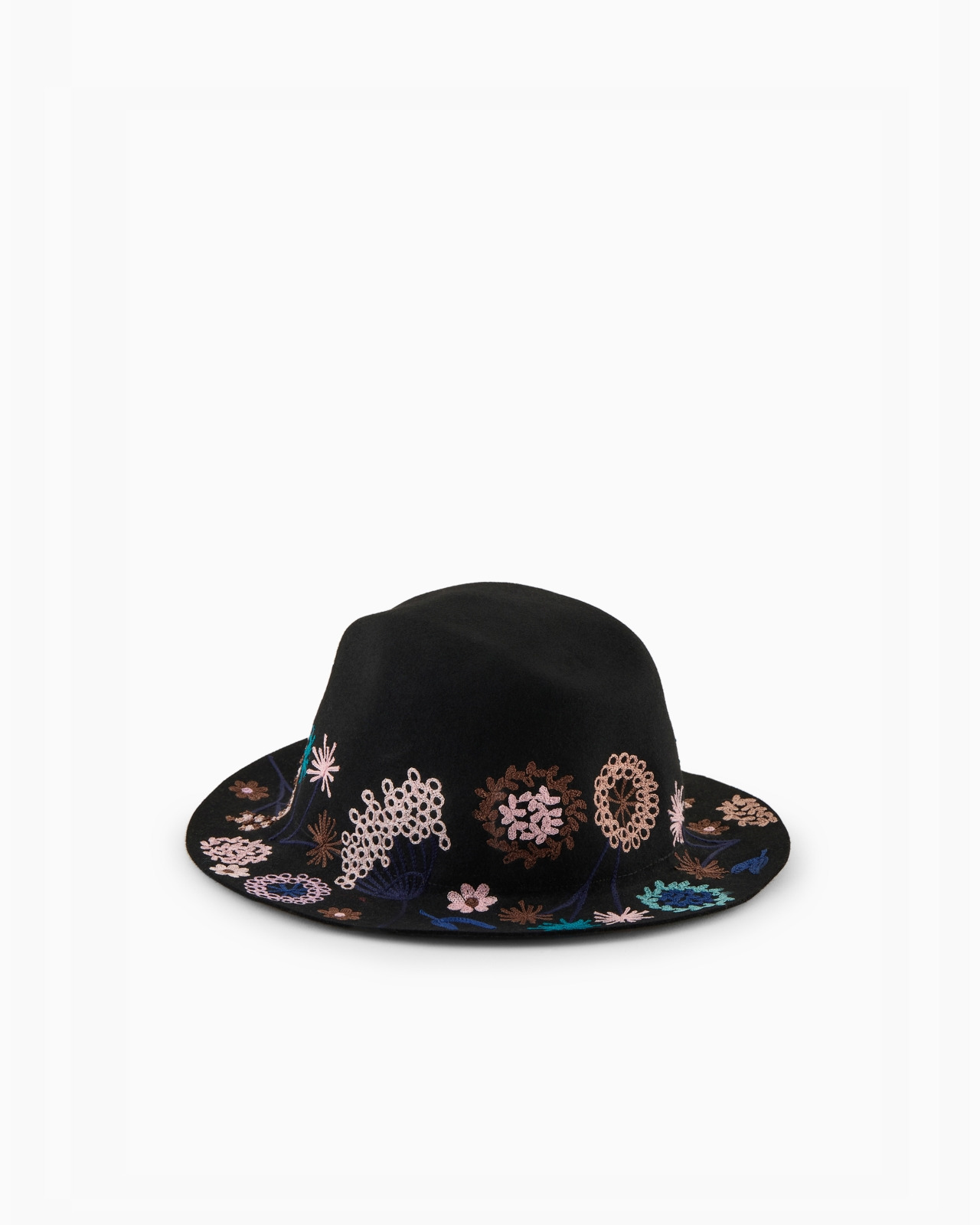 Floral embroidered rabbit fur hat - 2
