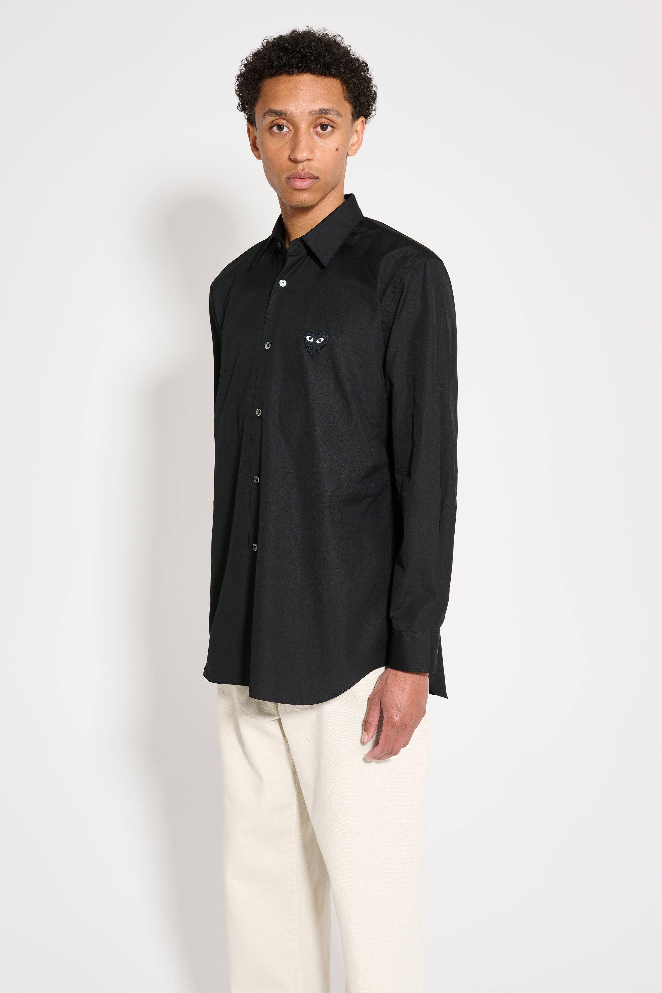 COMME DES GARÇONS PLAY SMALL HEART SHIRT BLACK - 2