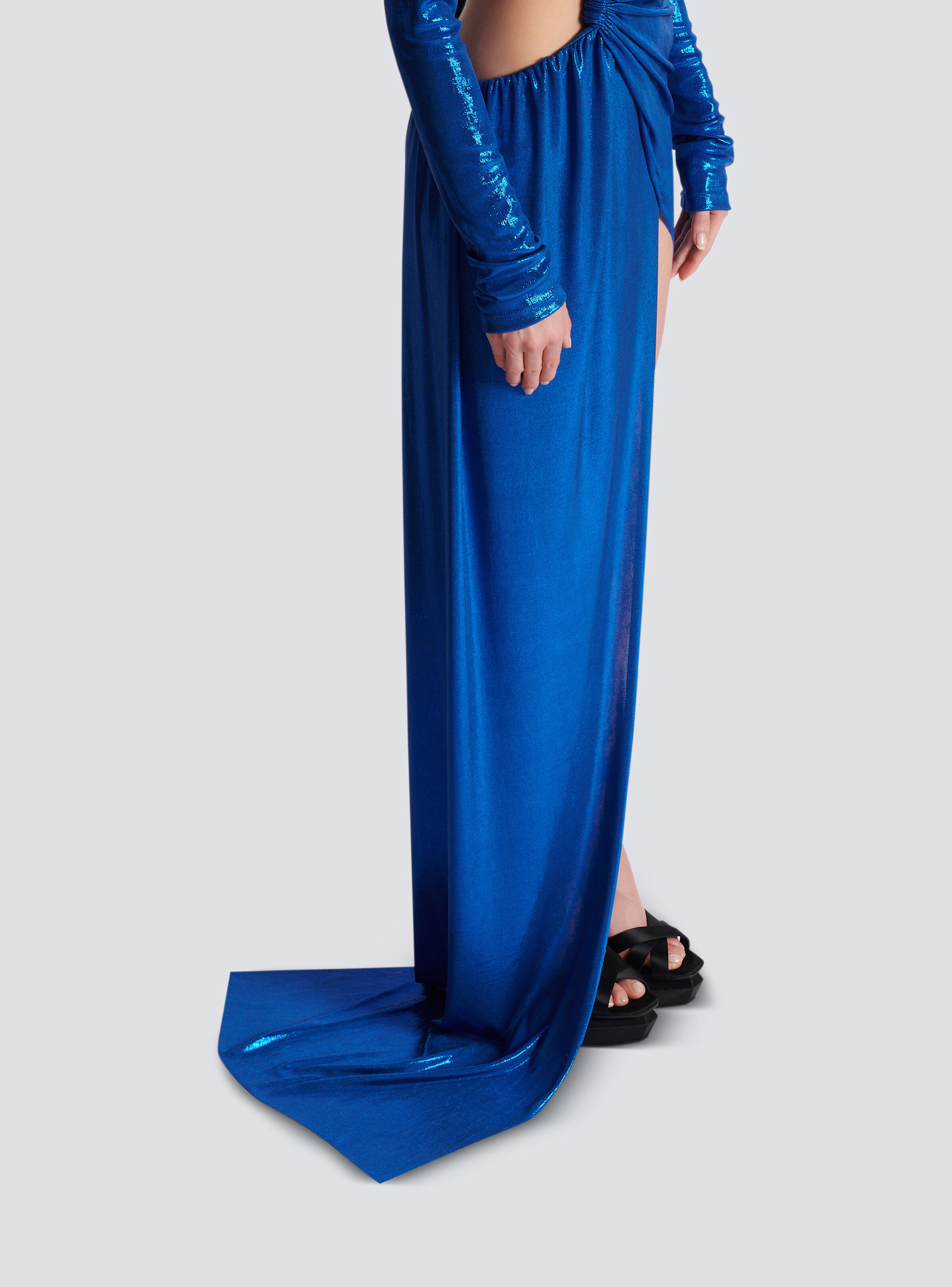 Draped jersey lamé dress - 6