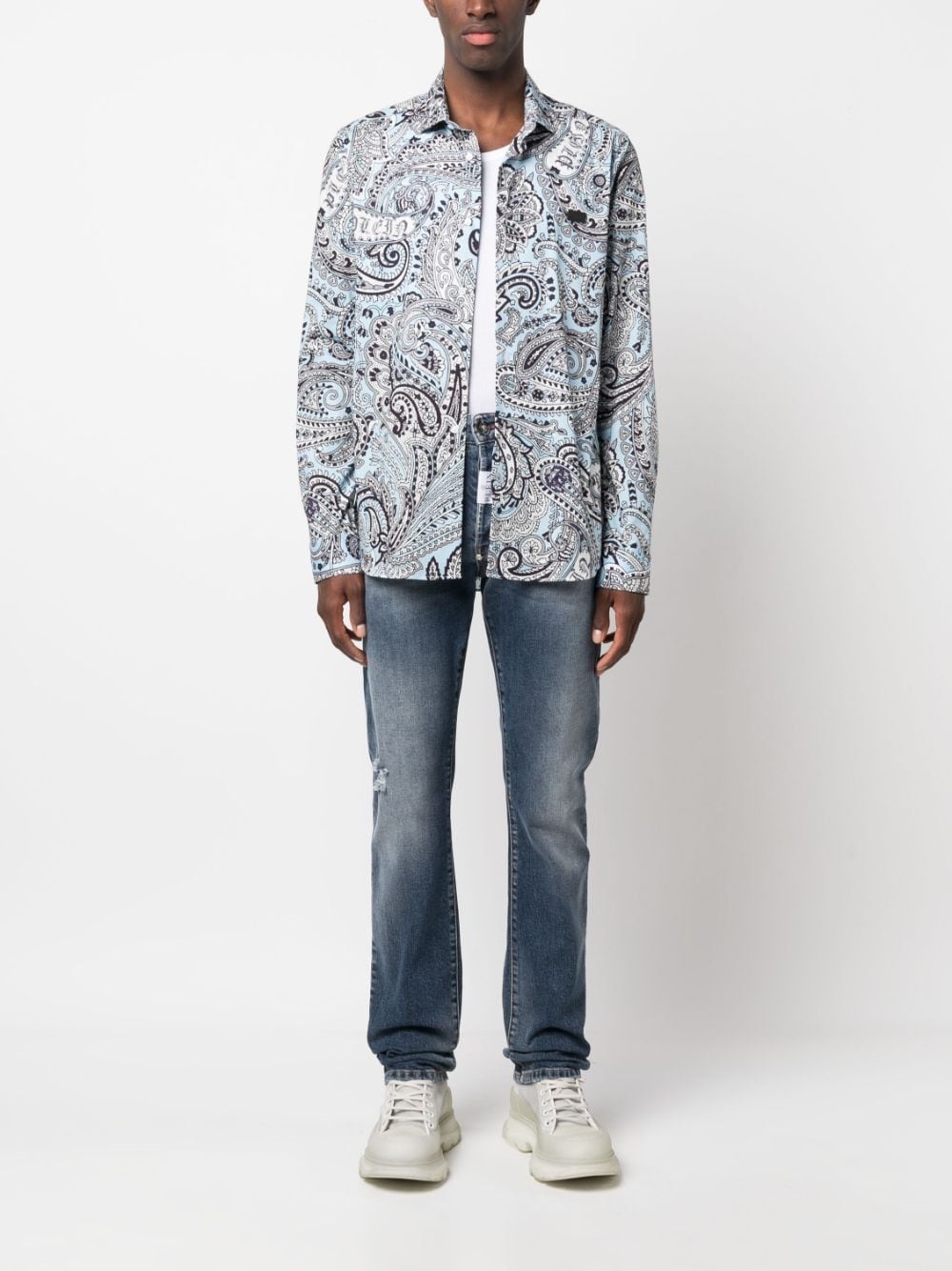 logo-patch slim-cut jeans - 2