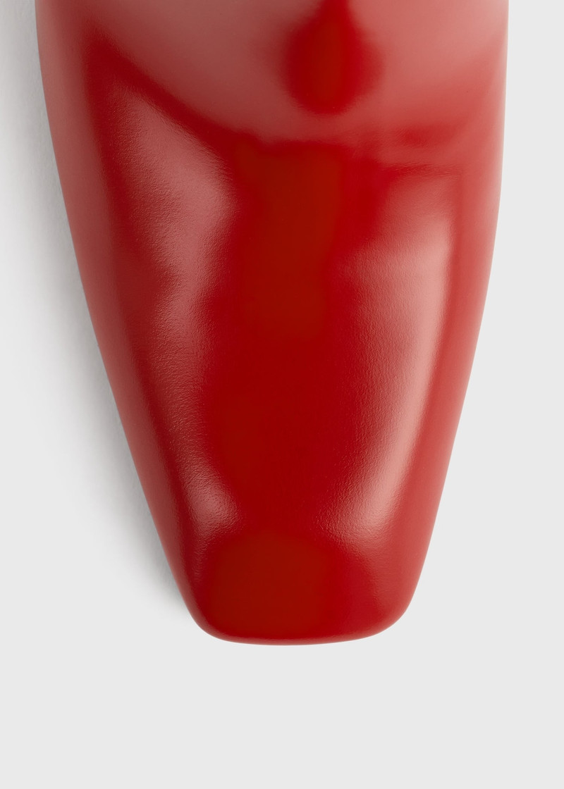 Bar glossy leather boots red 6