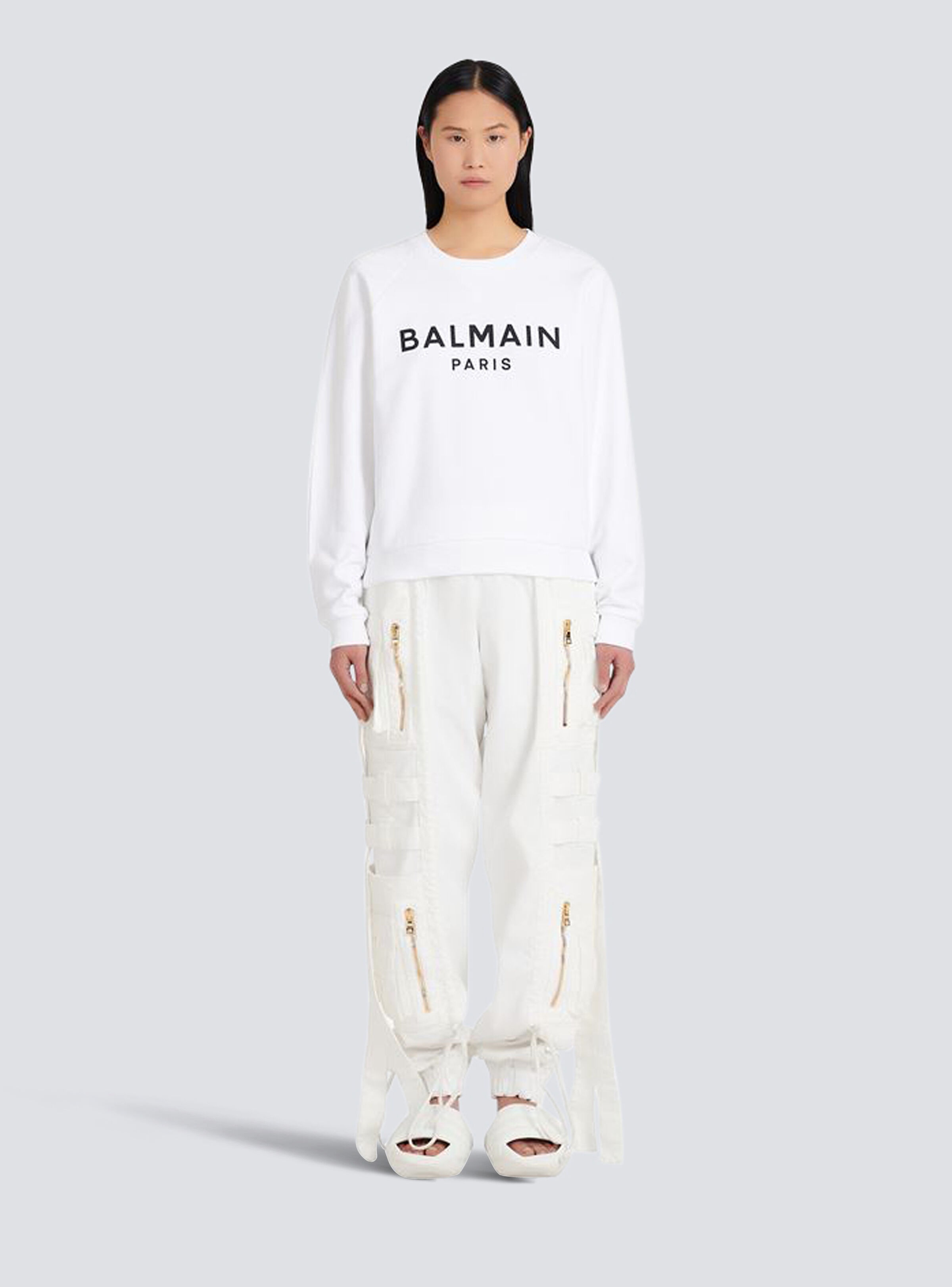 Eco-designed cotton sweatshirt with Balmain logo print - 3