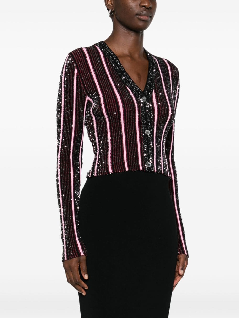 sequined ribbed cardigan - 3