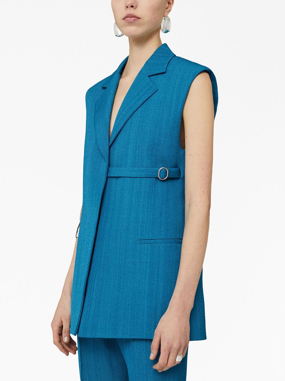 sleeveless belted blazer - 5