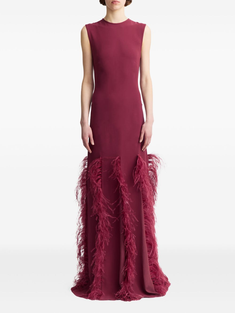 Lett feather-trim maxi dress - 2