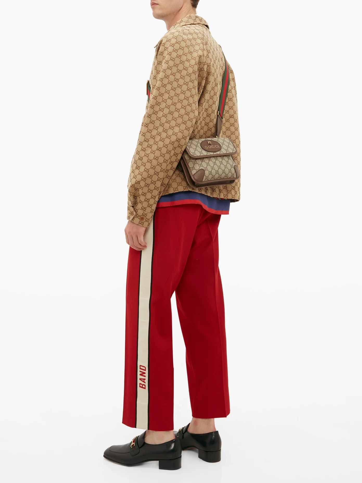 Straight-leg logo-stripe wool trousers - 2