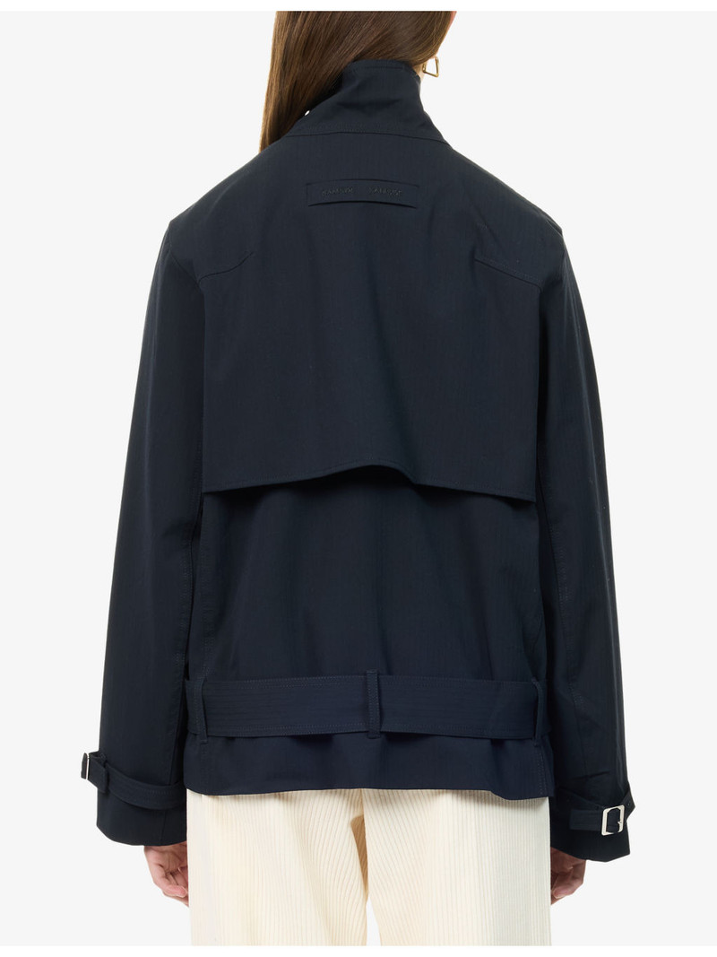 Sabianca Cropped Woven Trench Jacket 4