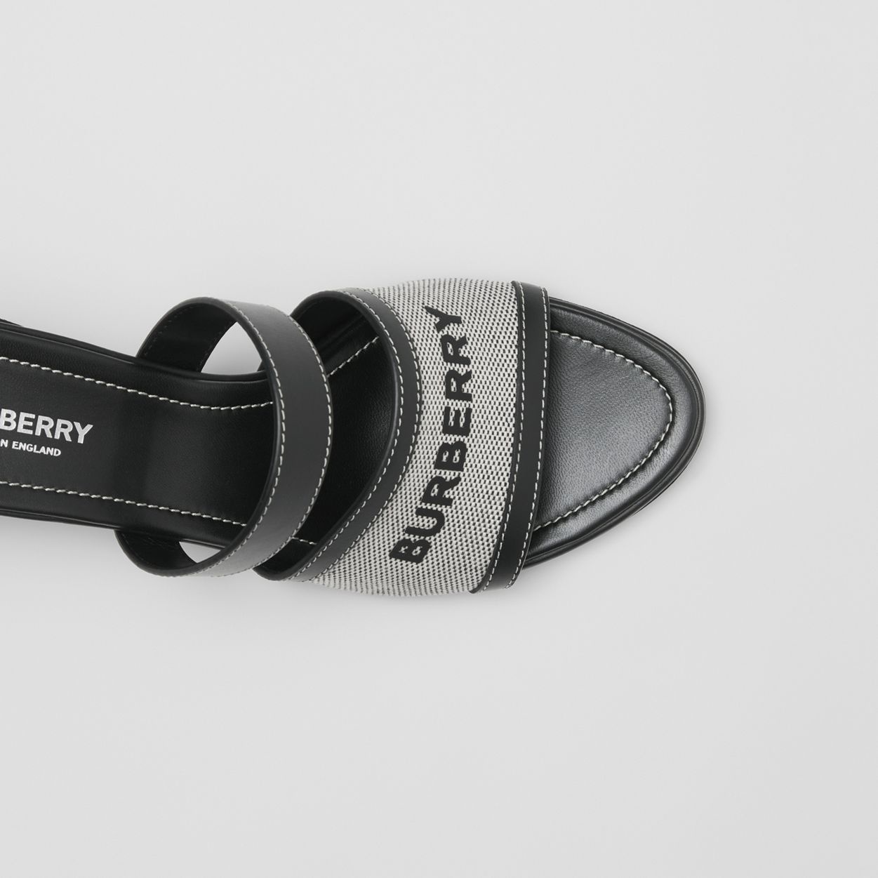 Logo Print Canvas and Leather Mules - 3