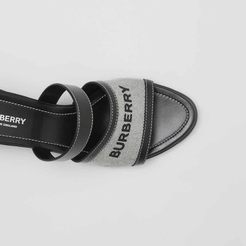 Logo Print Canvas and Leather Mules 3