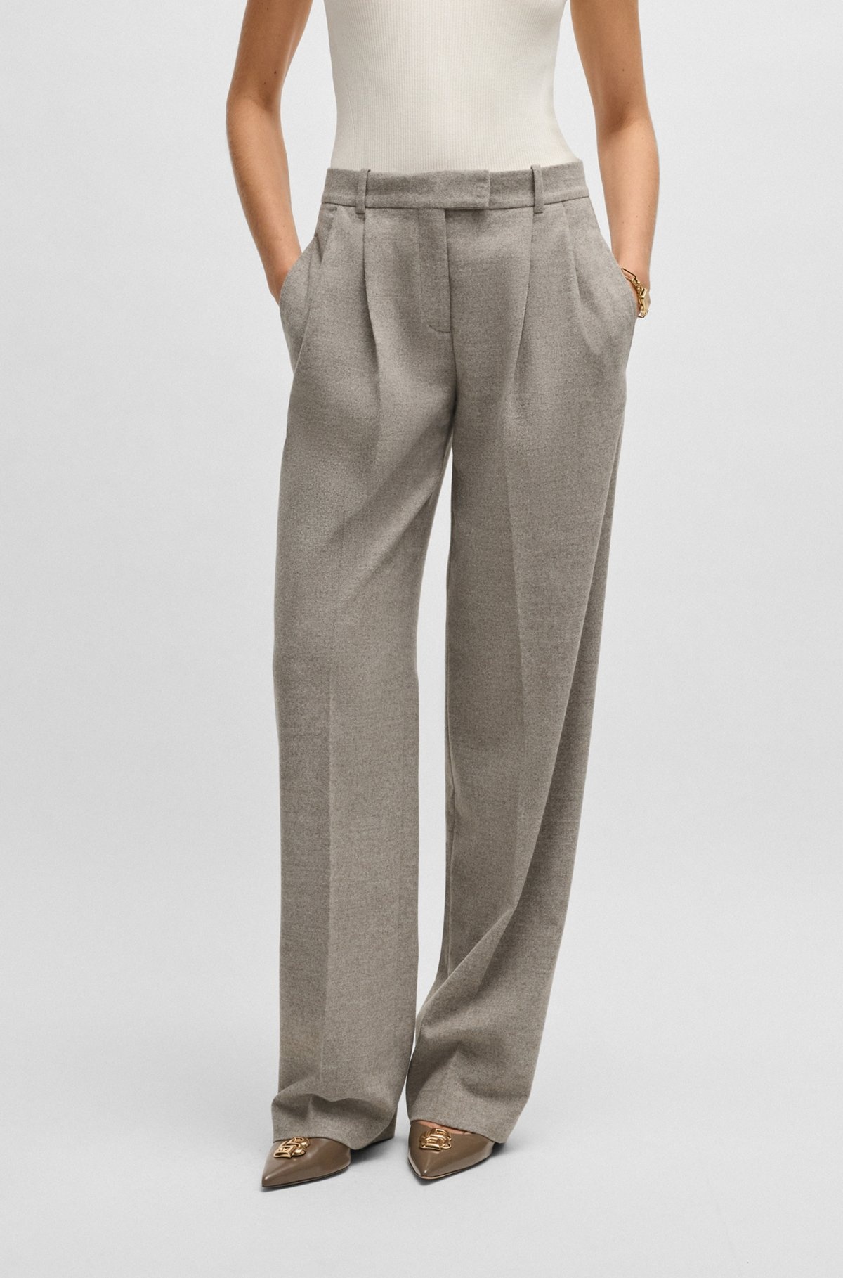 STRAIGHT-LEG TROUSERS IN STRETCH FABRIC - 2