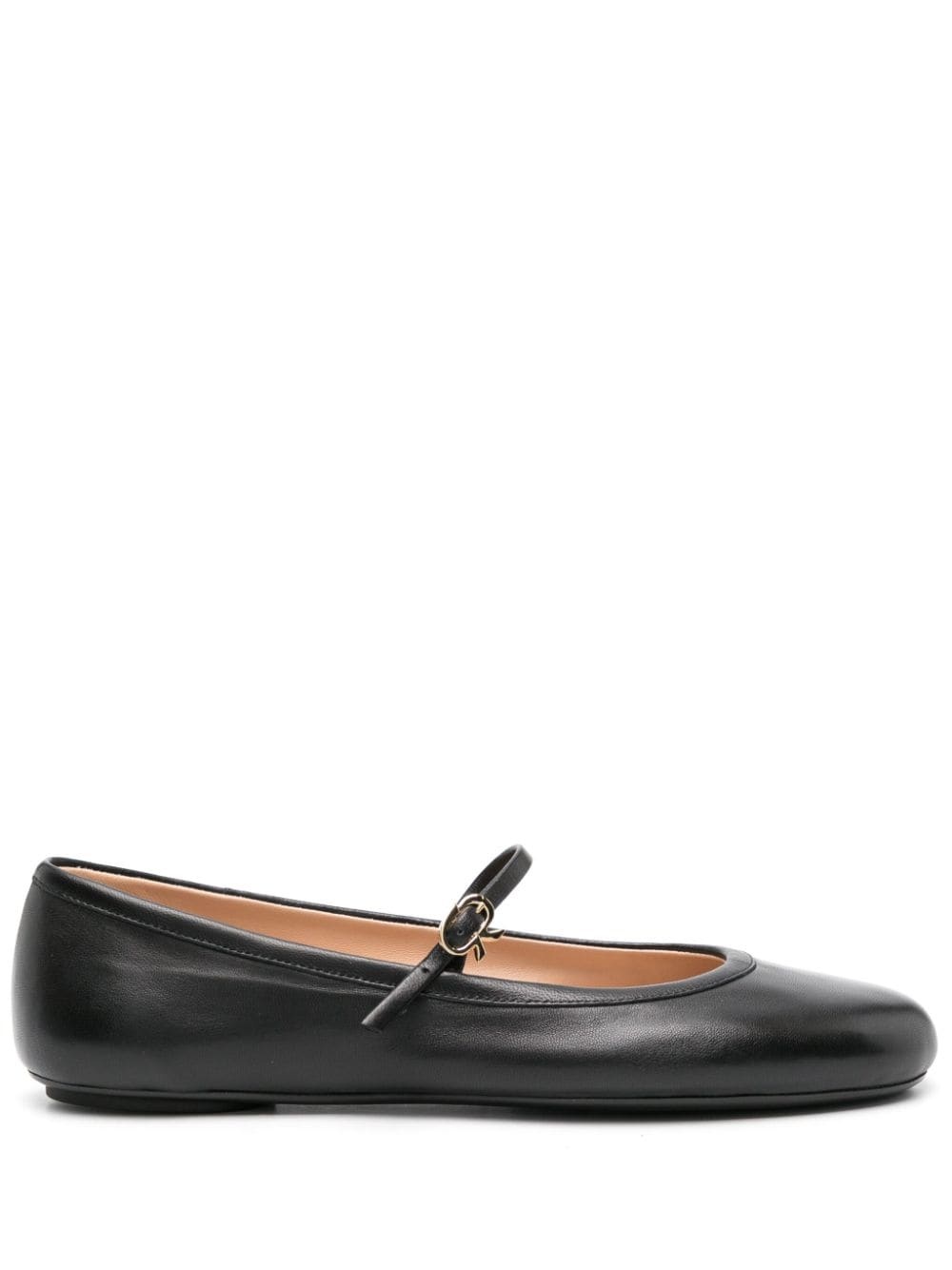 round-toe leather ballerina shoes - 1