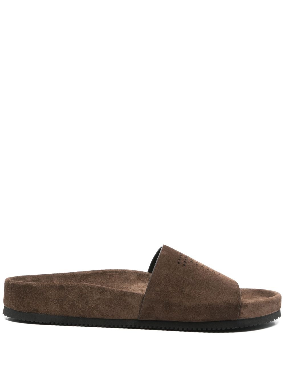 suede flat slides - 1