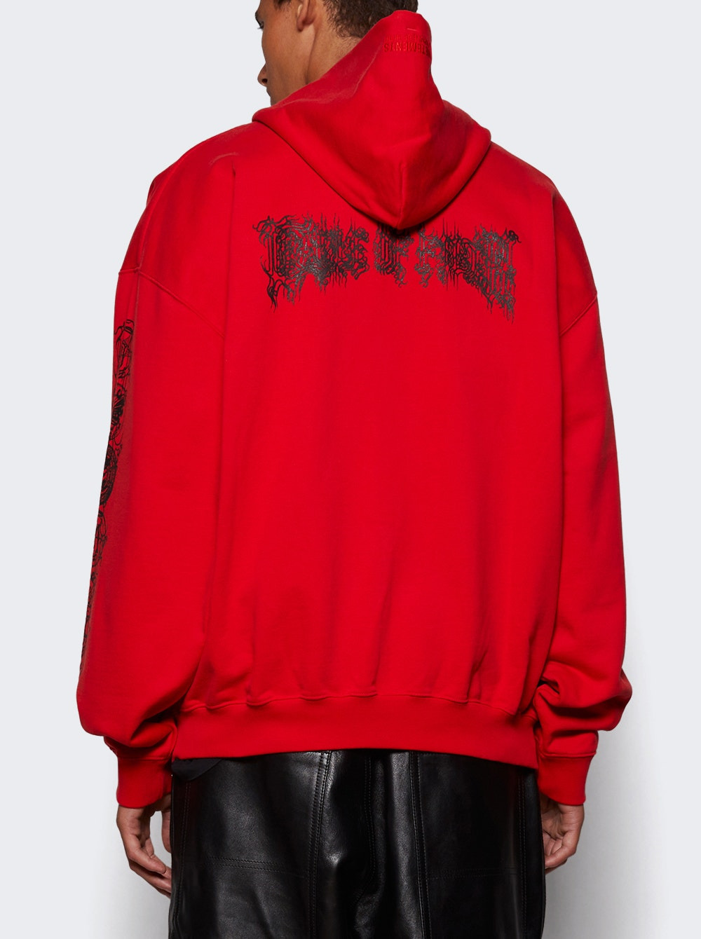 Double Logo Oversized Zip-up Hoodie Red - 4