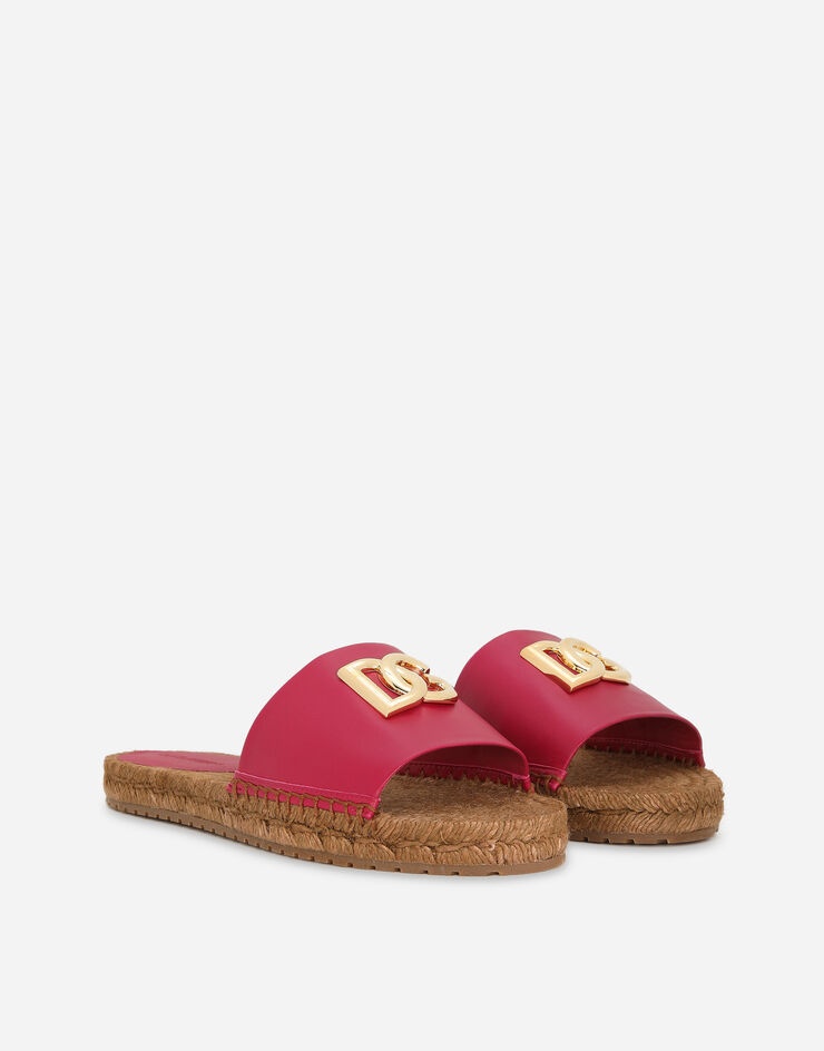 Nappa leather espadrille sliders with DG logo - 2