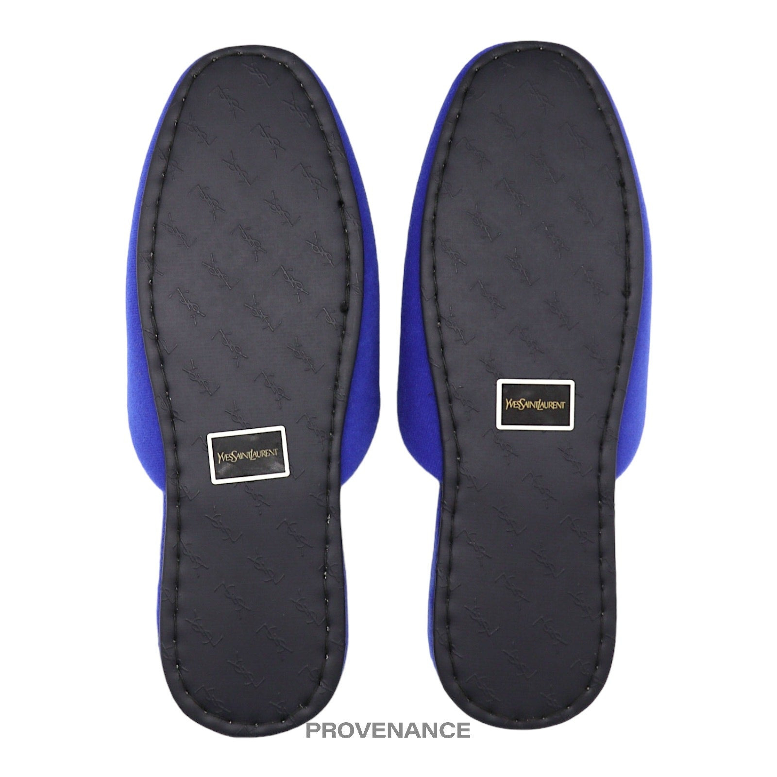 Yves Saint Laurent YSL Logo Slipper - Blue Velour - 7