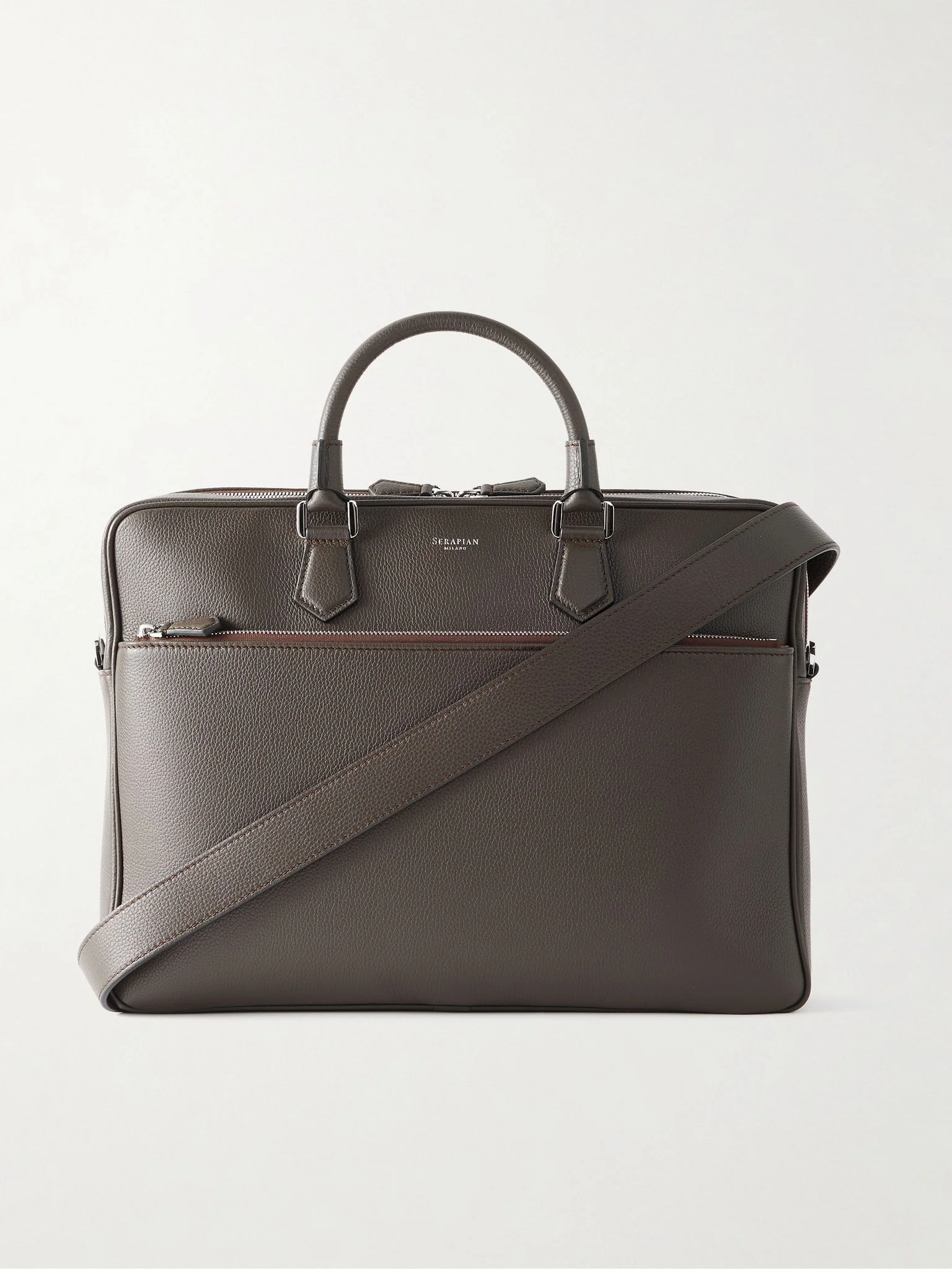 Cachemire Full-Grain Leather Briefcase Black - 1