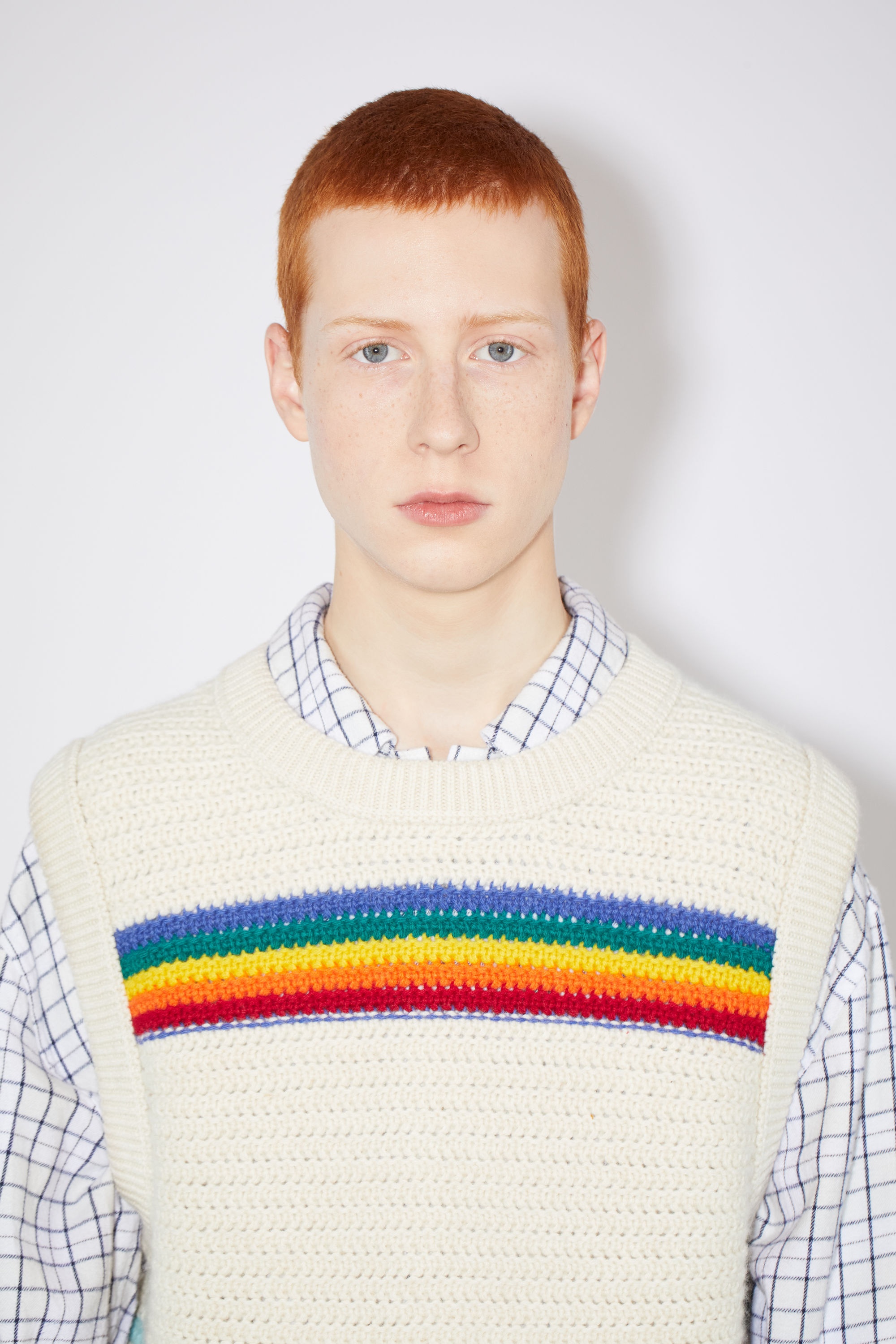 Rainbow crochet wool vest - Cold purple/oatmeal melange - 4