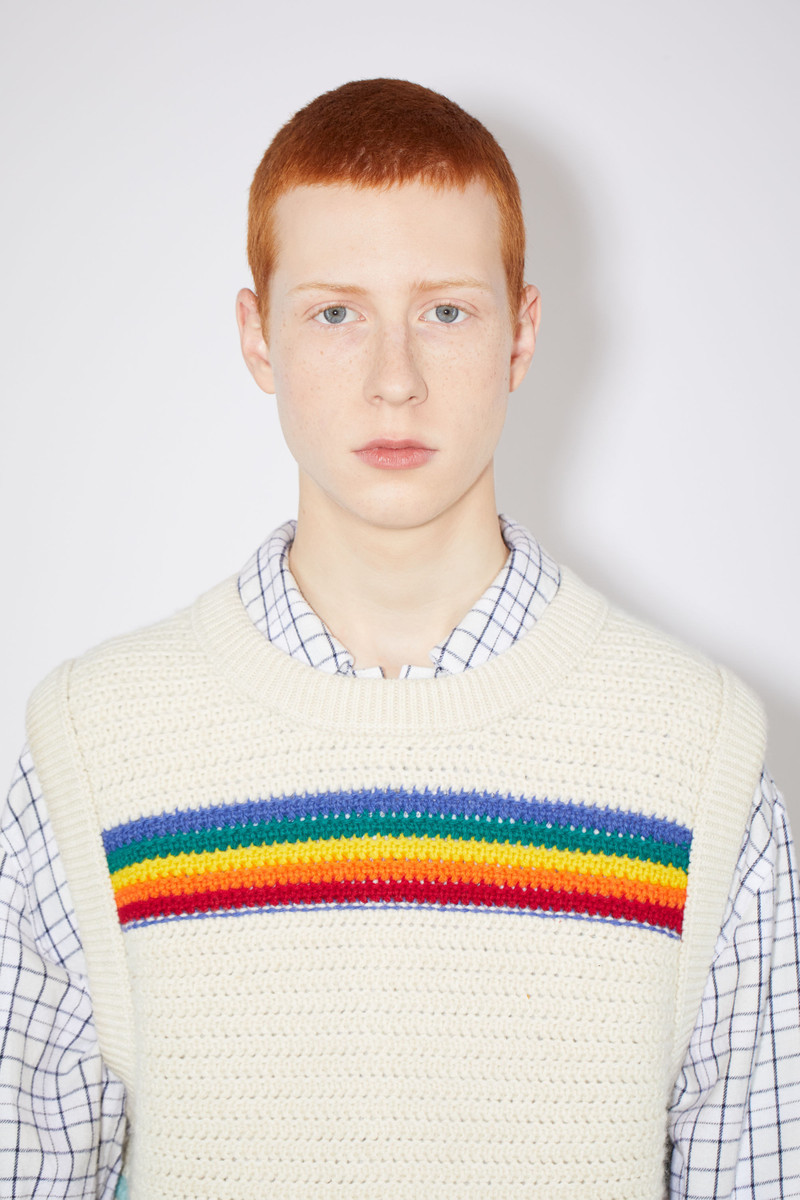 Rainbow crochet wool vest - Cold purple/oatmeal melange 4