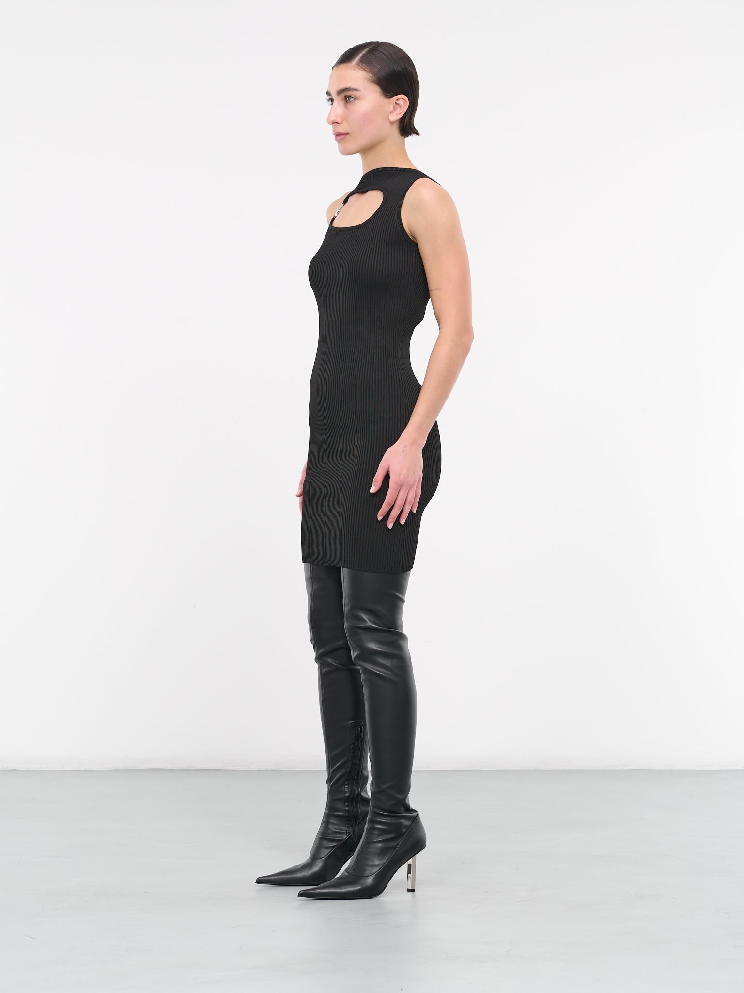 Rib-Knit Cut-Out Mini Dress - 2