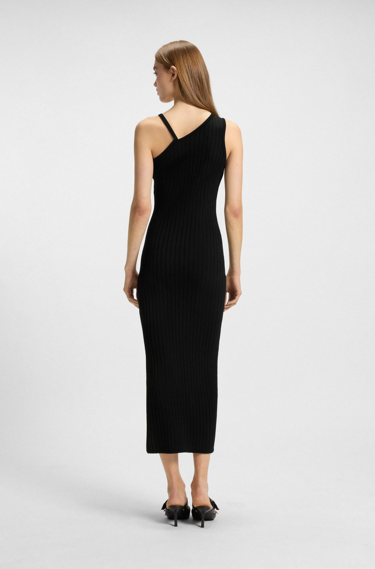 KNITTED DRESS WITH ONE-SHOULDER DESIGN - 5