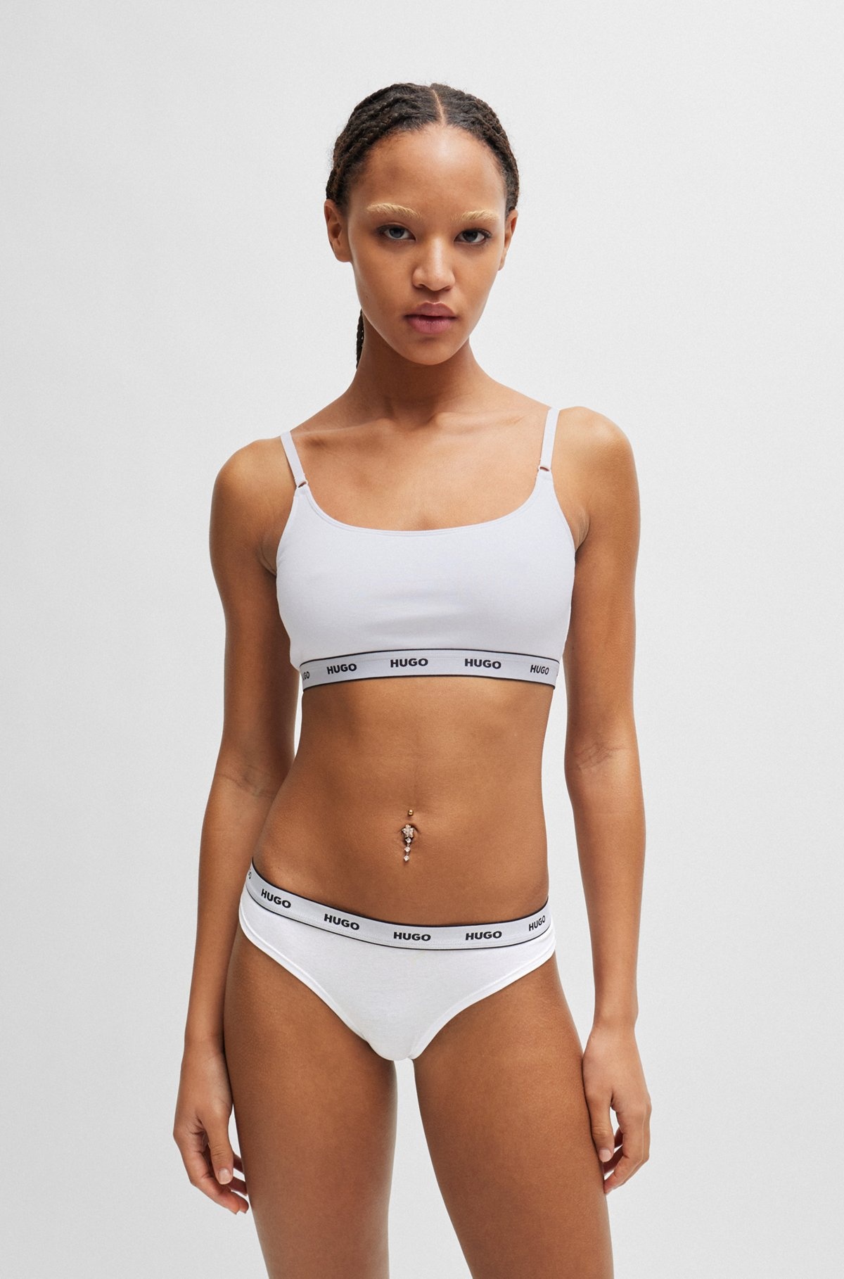 THREE-PACK OF STRETCH-COTTON THONG BRIEFS WITH LOGOS - 2