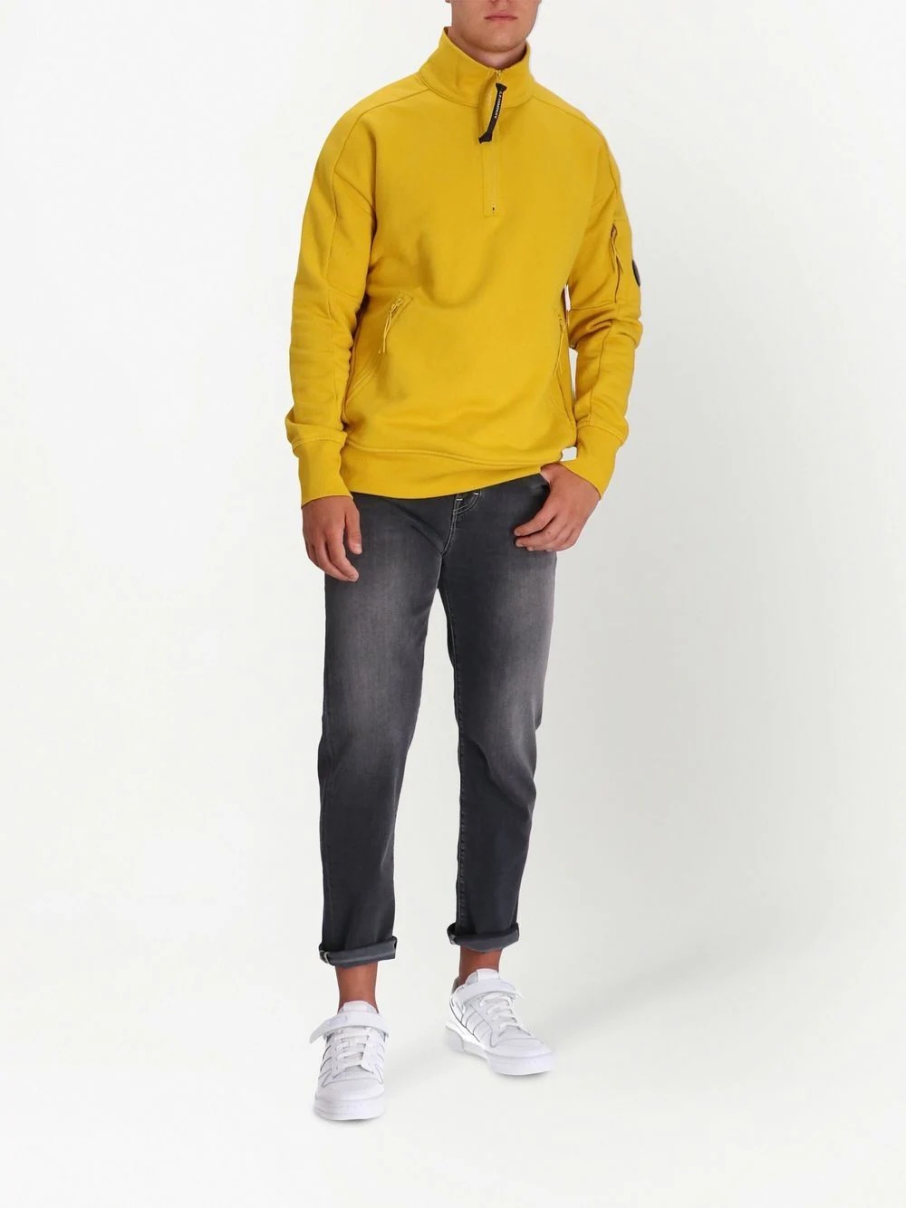 diagonal raised fleece quarter-zip sweatshirt - 2