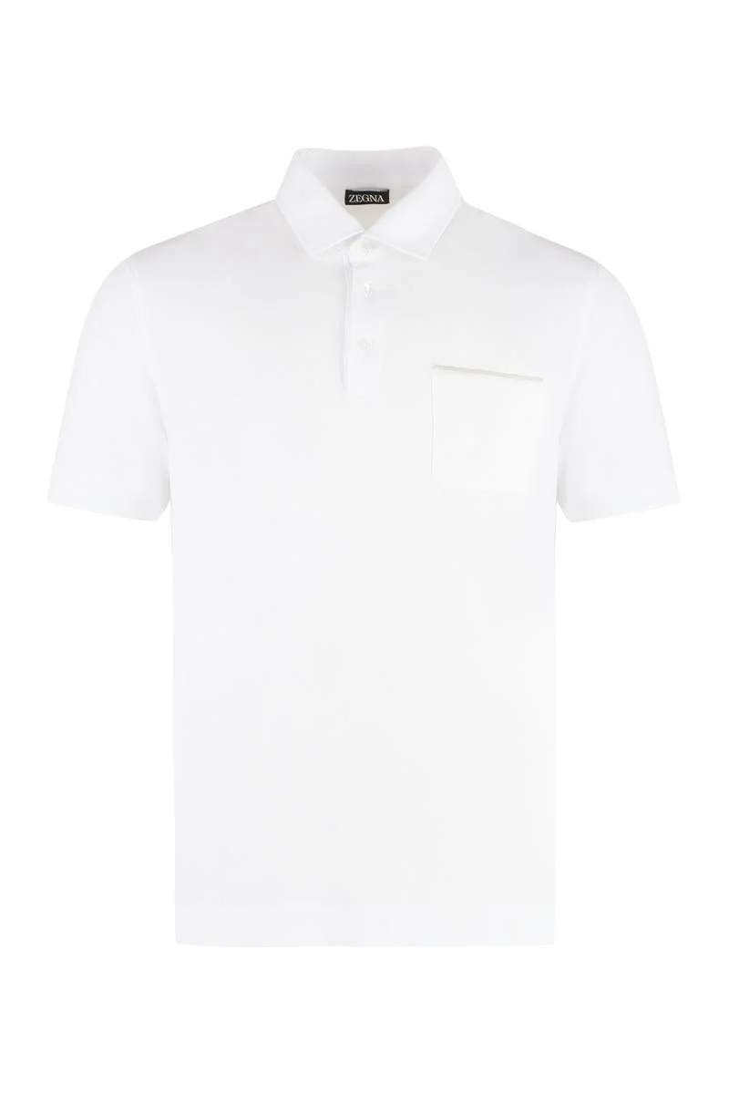 ZEGNA SHORT SLEEVE COTTON PIQUE POLO SHIRT - 1