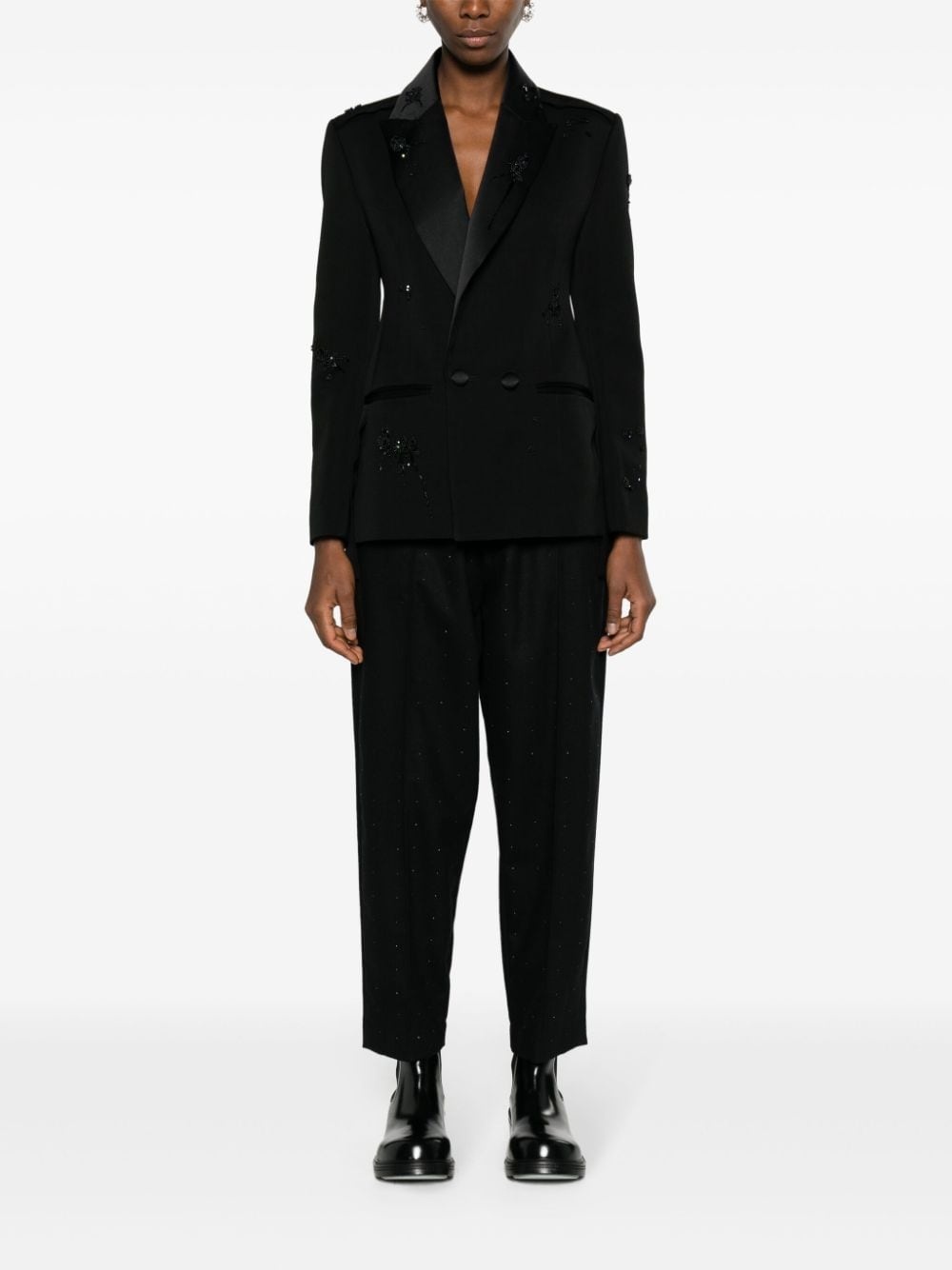 rhinestone-embellished tapered wool trousers - 2