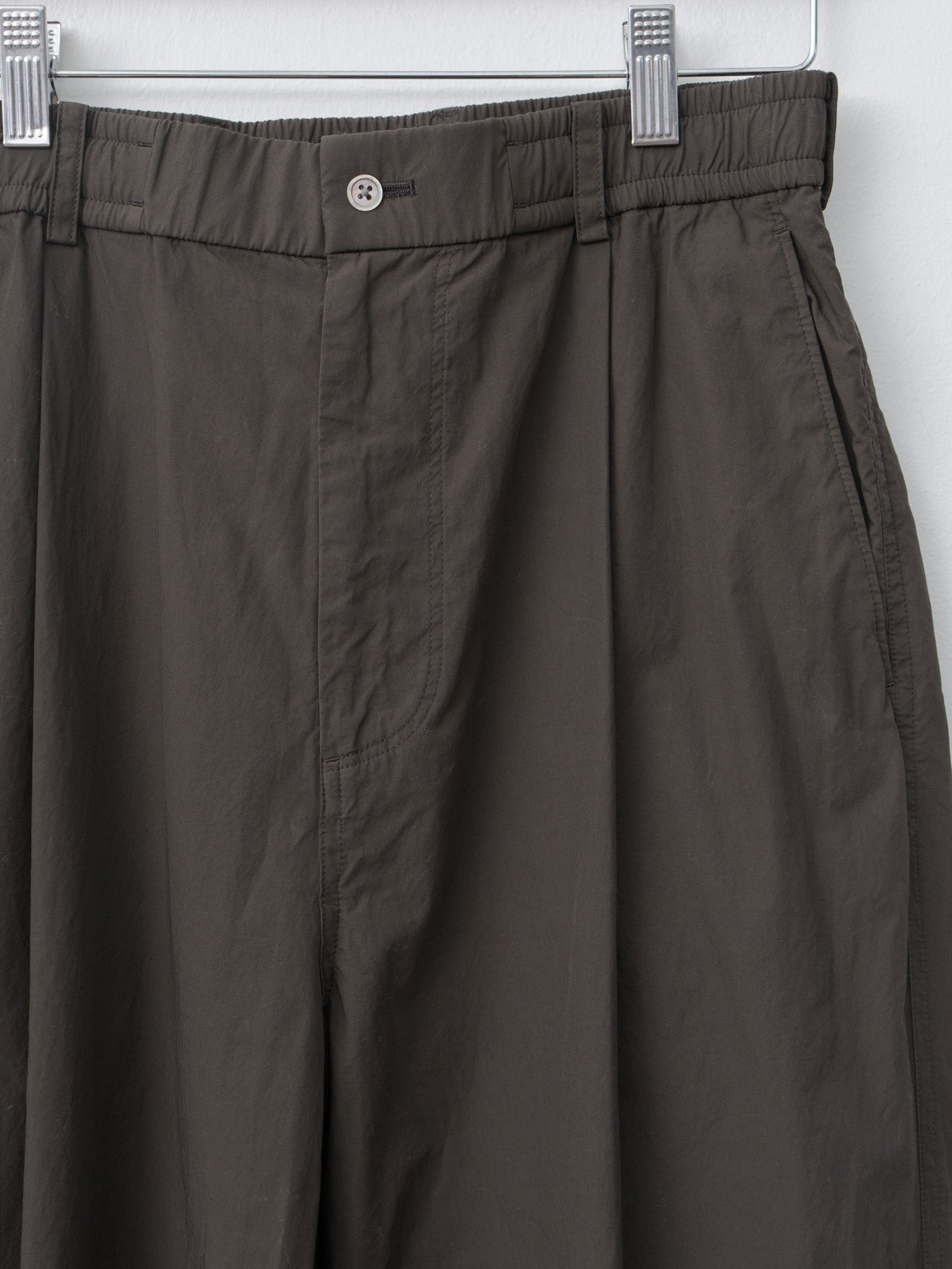 Shrink Cotton Lawn Loose Fit Pants - Dark Brown - 7